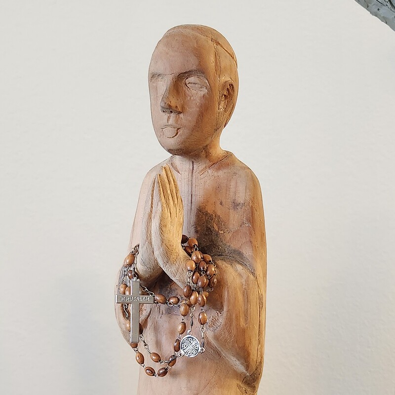 Praying Priest - Wooden Sculpture