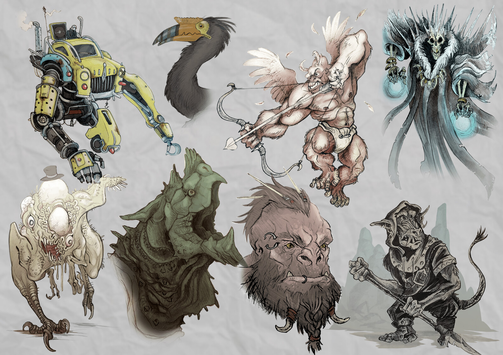 an assortment of characters and creatures