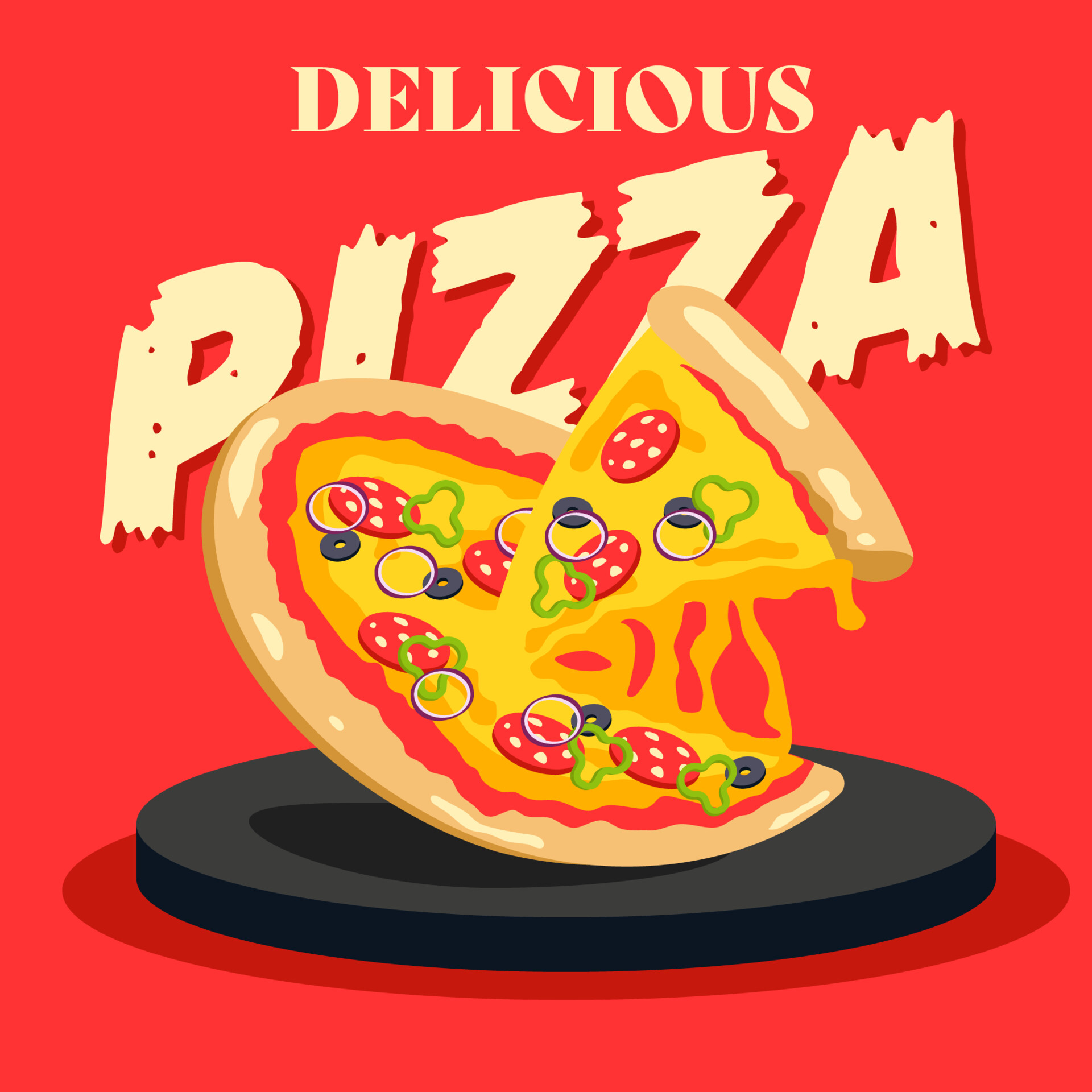 ArtStation Drawing of a 2D pizza.