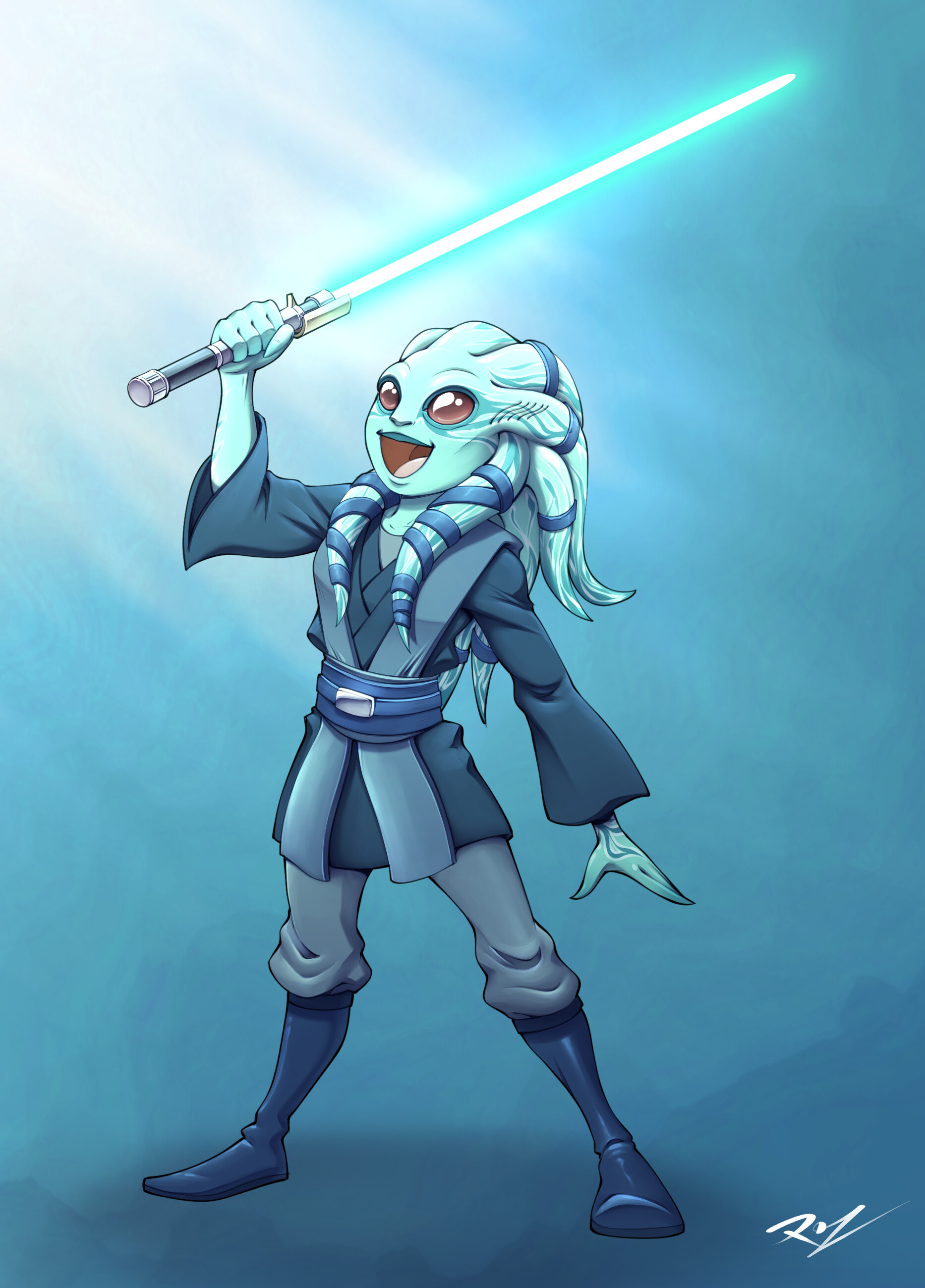 ArtStation - STAR WARS. Nautolan padawan Jedi.