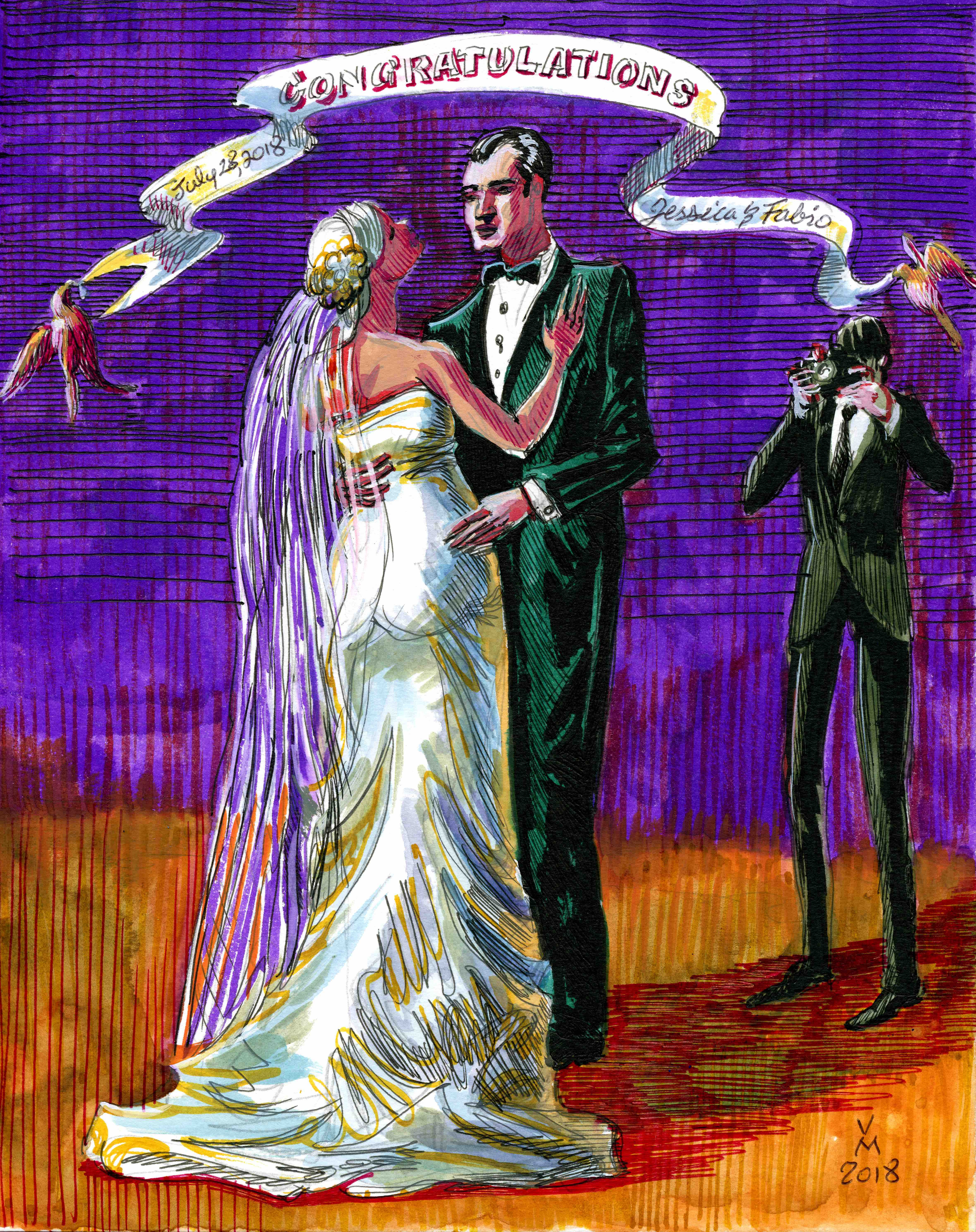 THE PARTY #2, 10X8 Inches, pen and ink on archival paper, 2018.