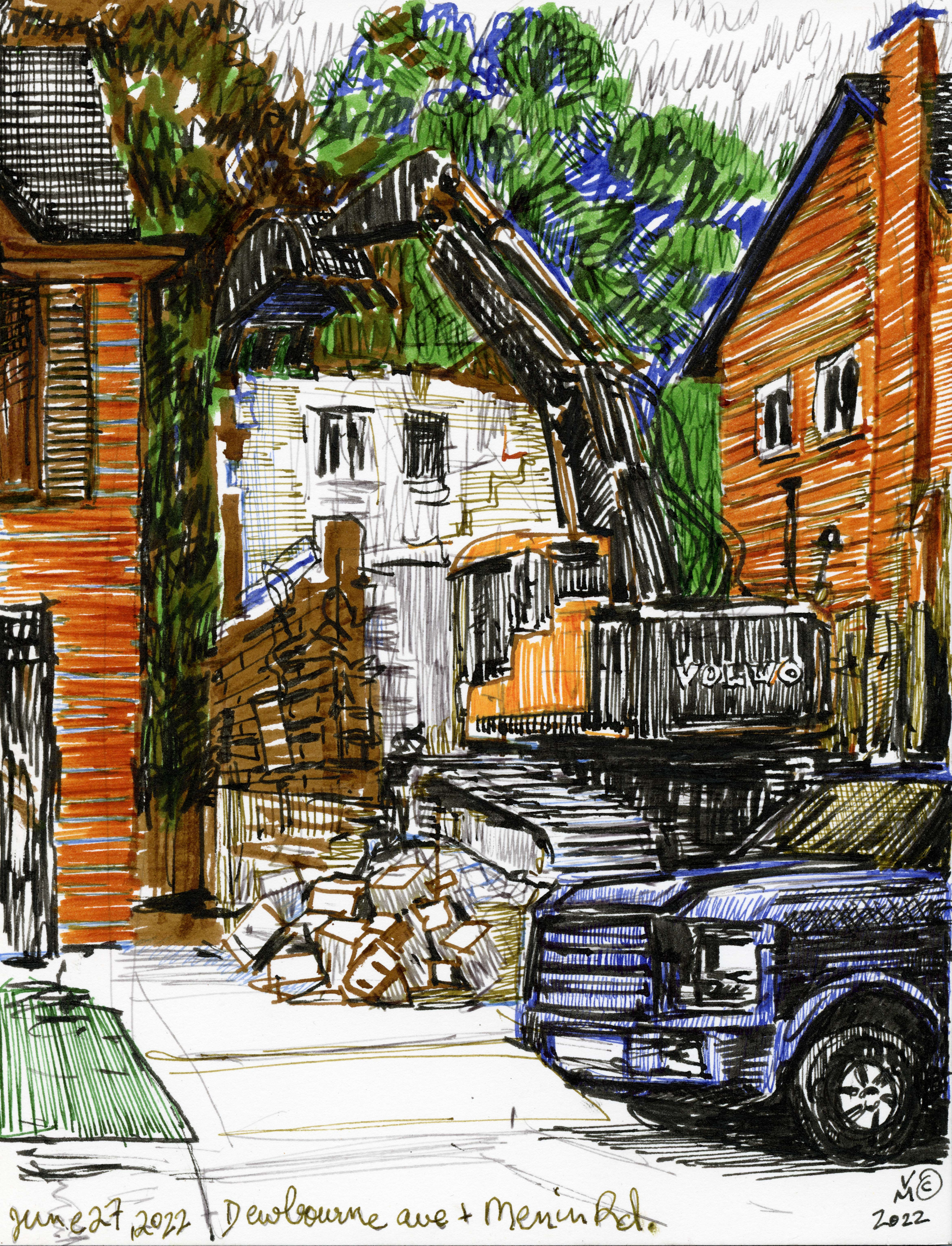 ON LOCATION, 11X8.5 Inches pen and ink on archival paper, 2022.