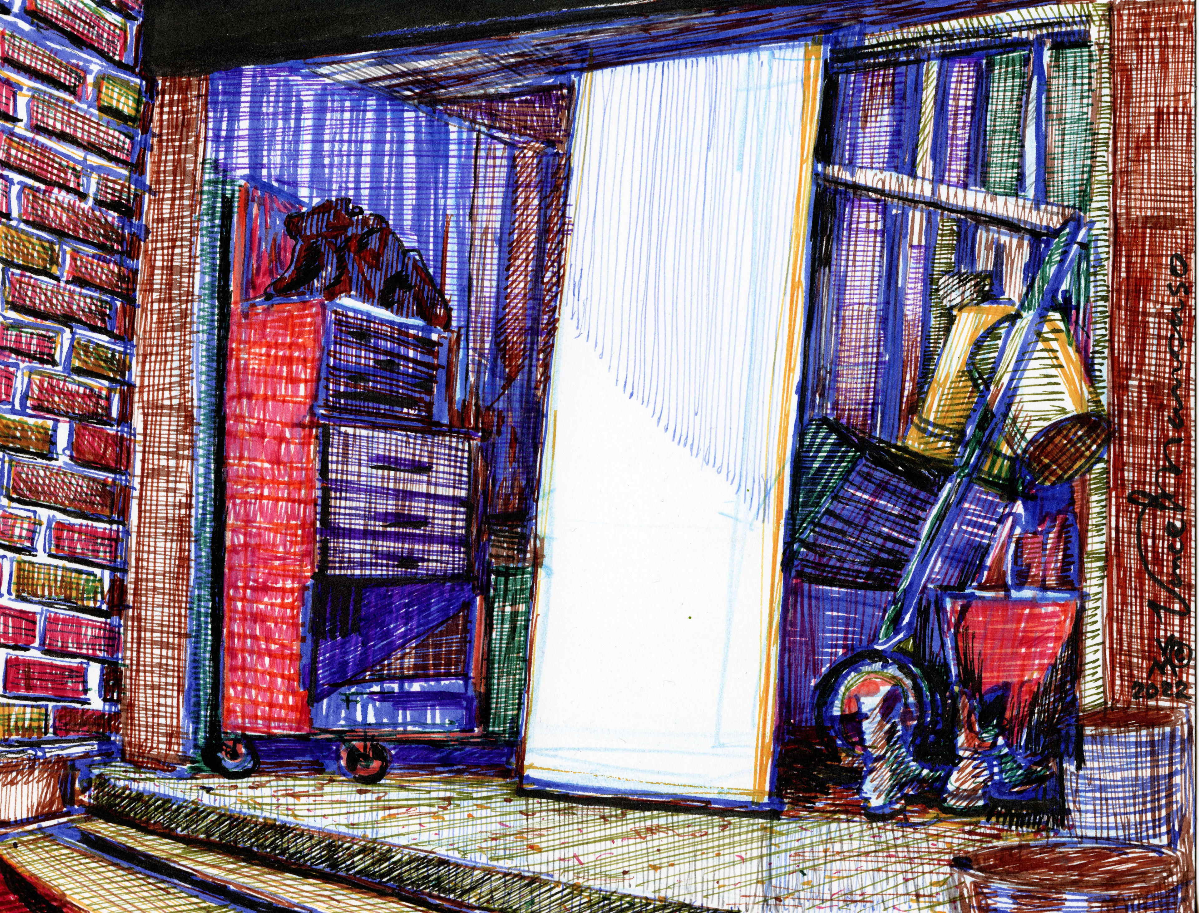ON LOCATION, 11X8.5 Inches pen and ink on archival paper, 2022.