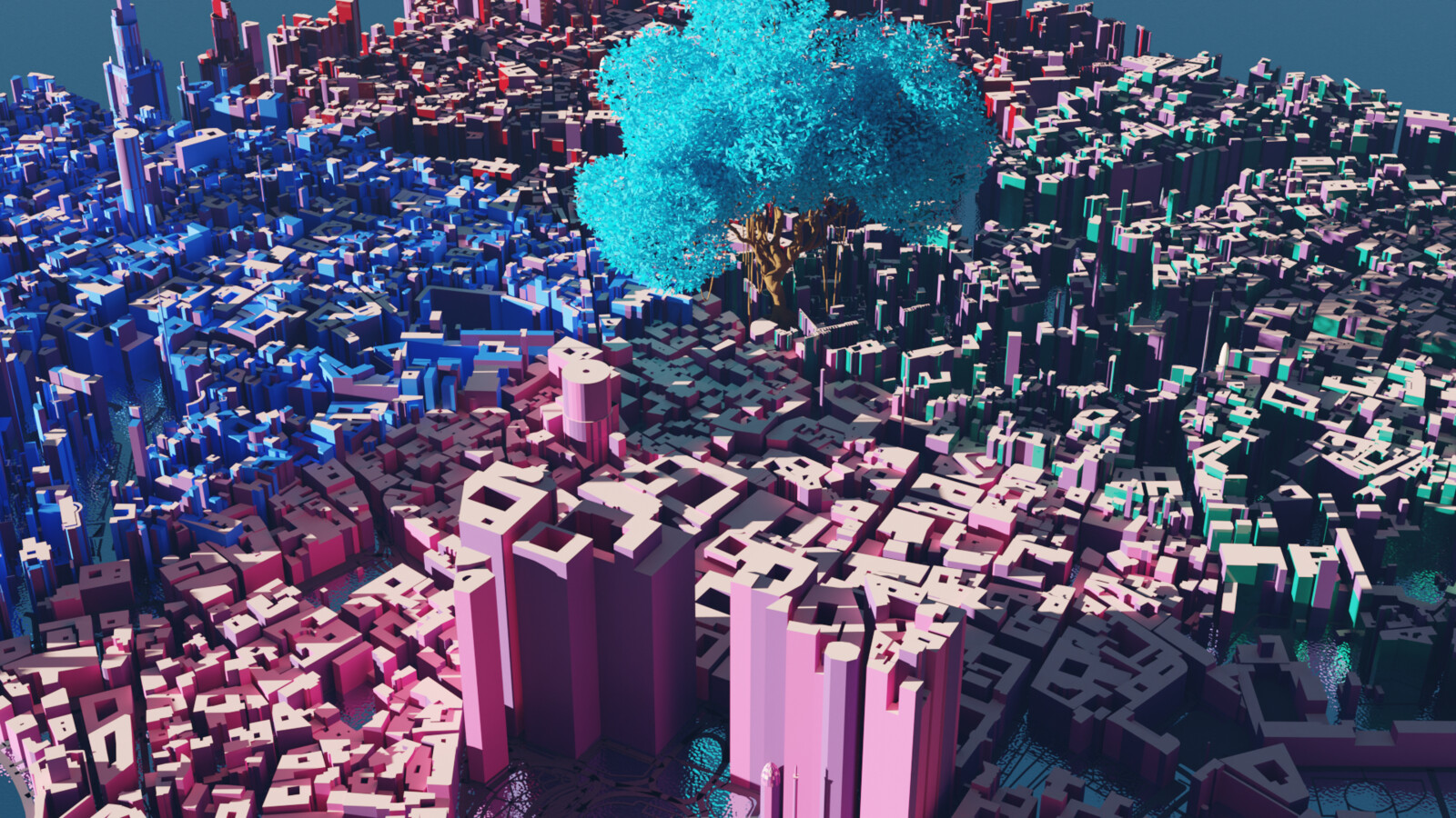 Color City and tree 
