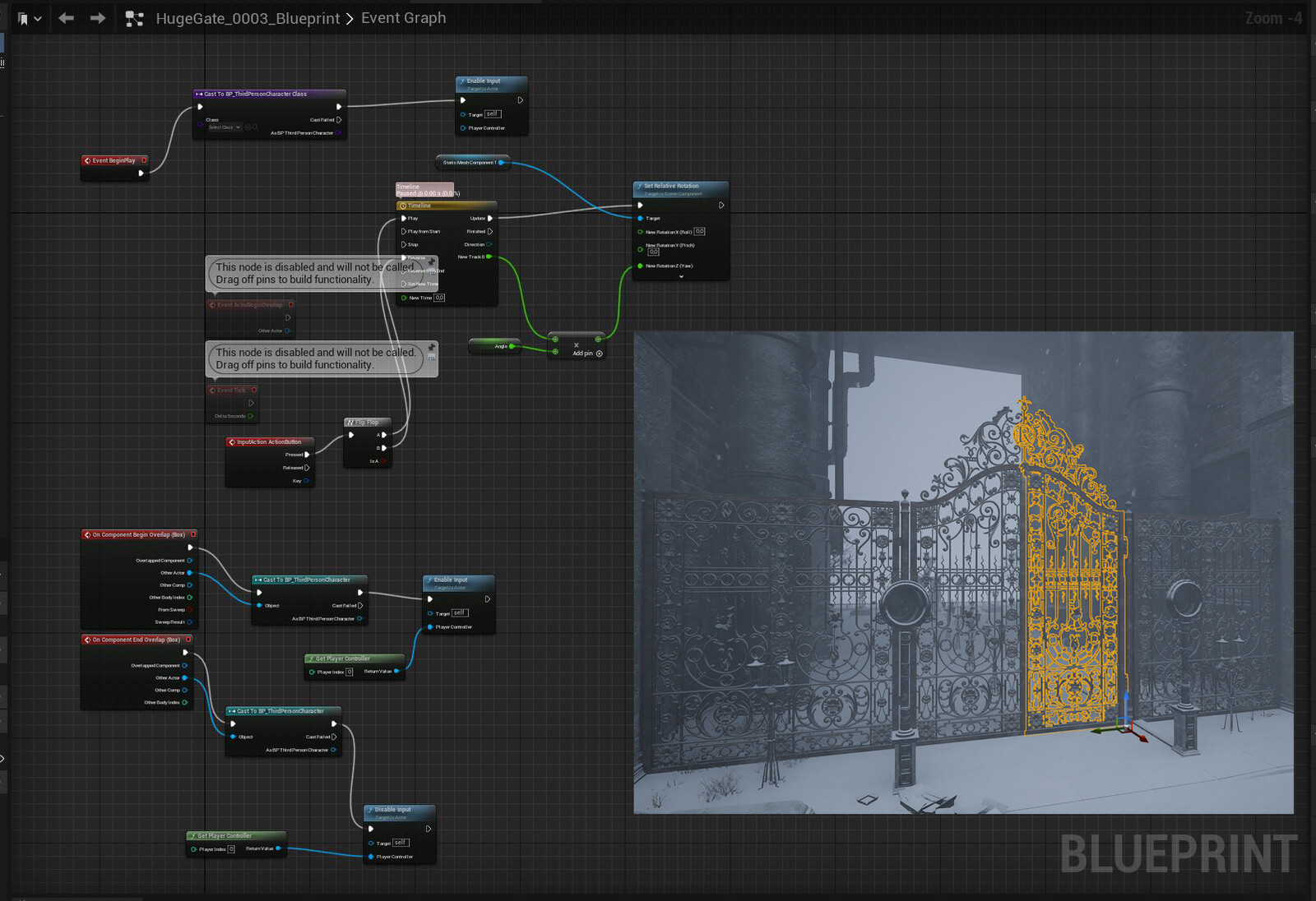 Blueprints example for interactive gate ( open door )
