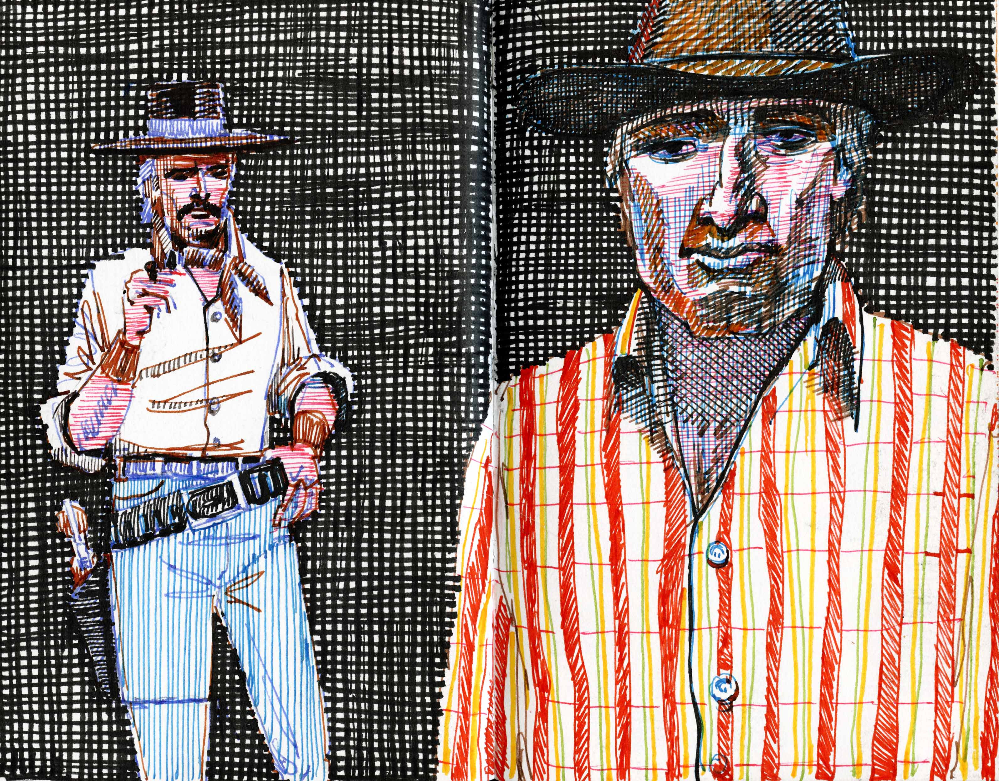FEBRUARY 26, 2023. Size is 6X9 inches. WESTERNS in fountain pen ink.