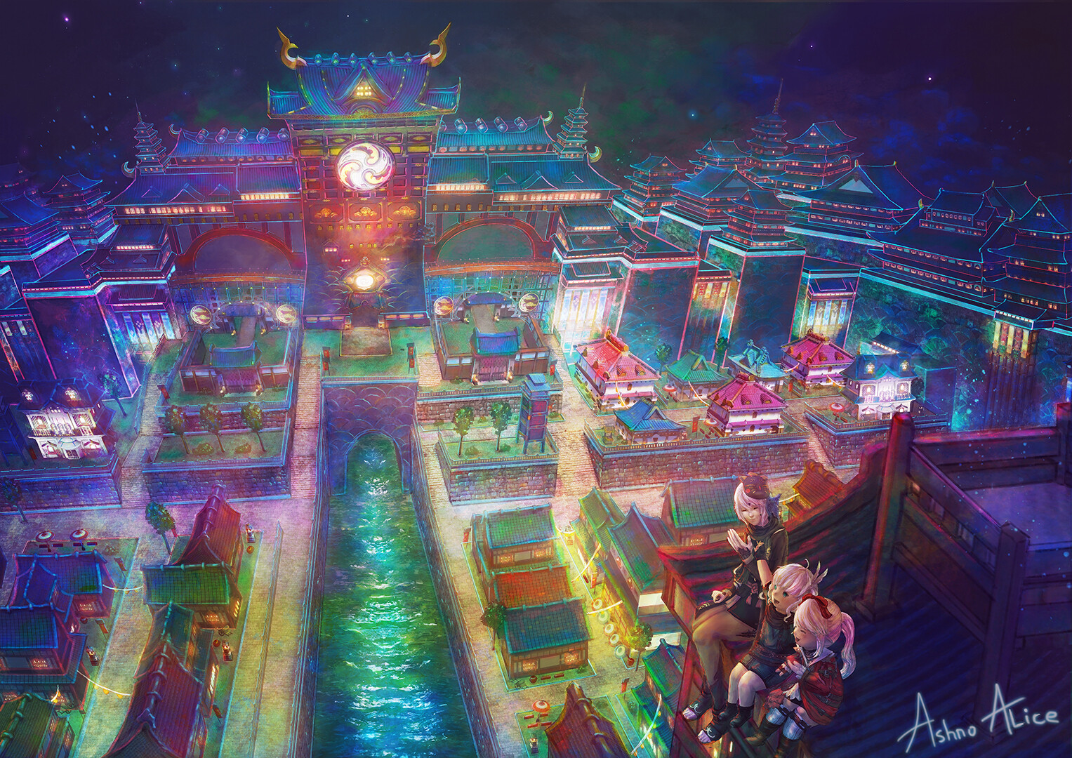 ArtStation FFXIV Kugane At Night