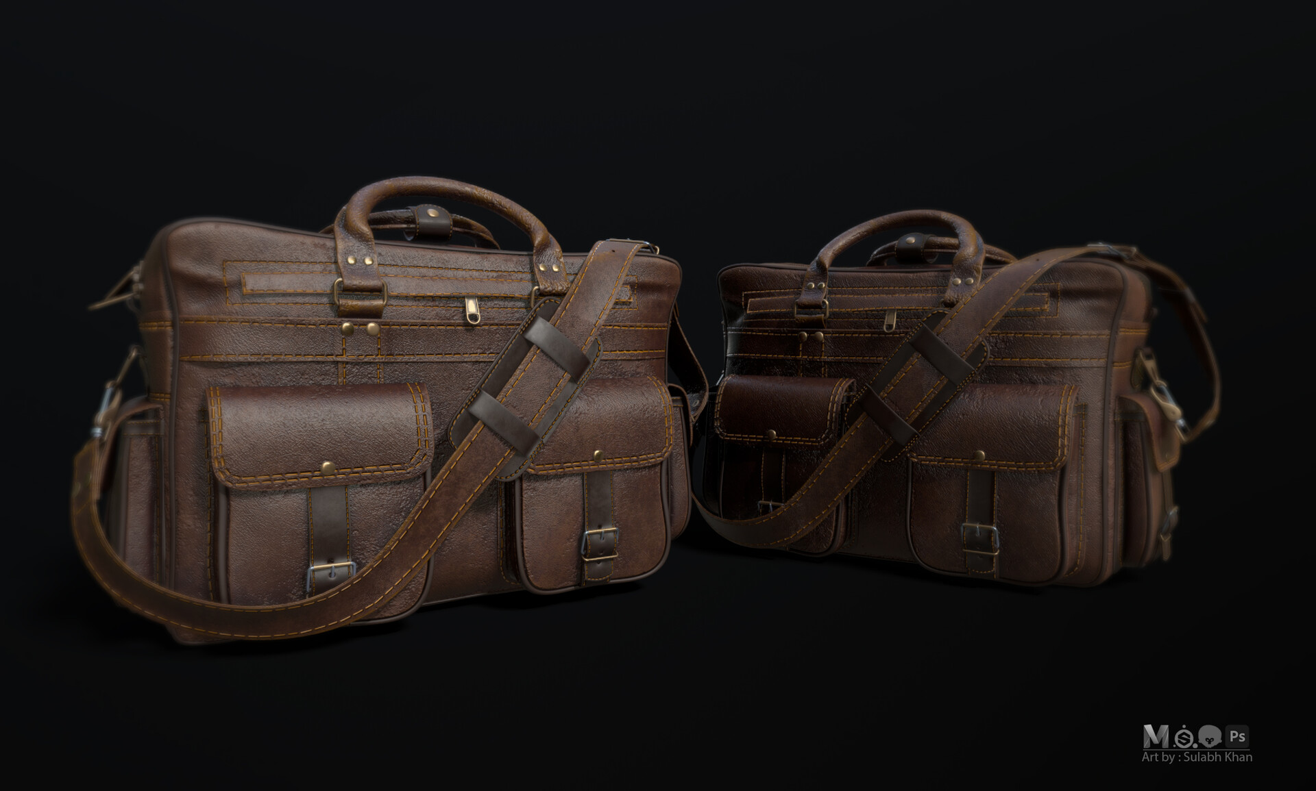 ArtStation - Leather Bag 3D model and render