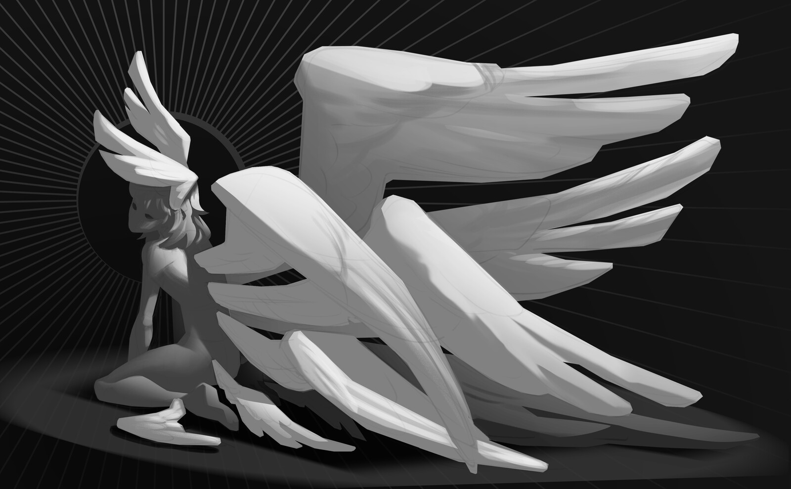 Black and White first rendering pass
