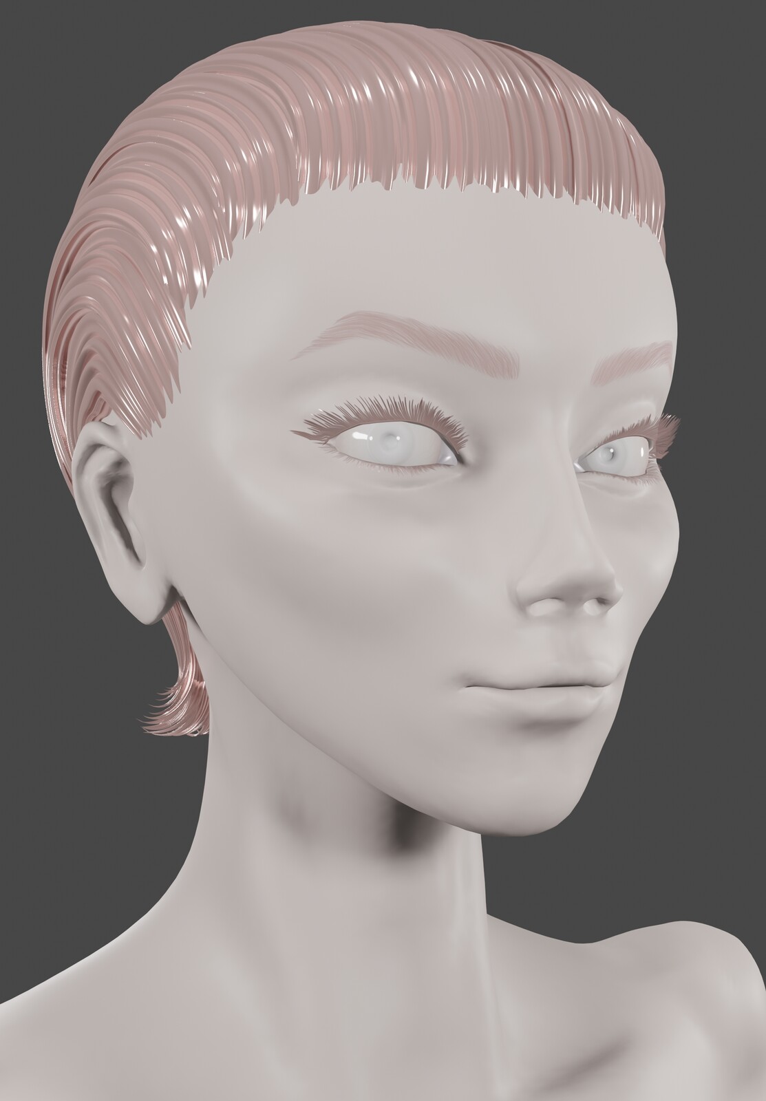 Slicked back haircut from the front