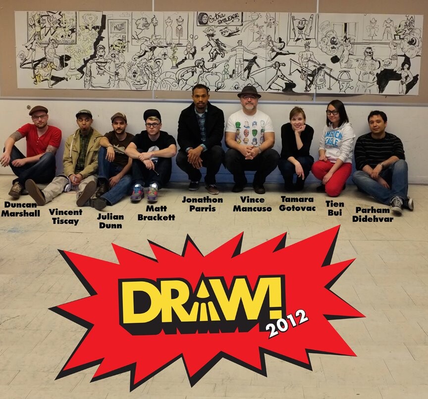 2012, Draw at the School of Design Gallery: We did a black and white warm up drawing. It's going to be our most ambitious show, April 4, 2012.