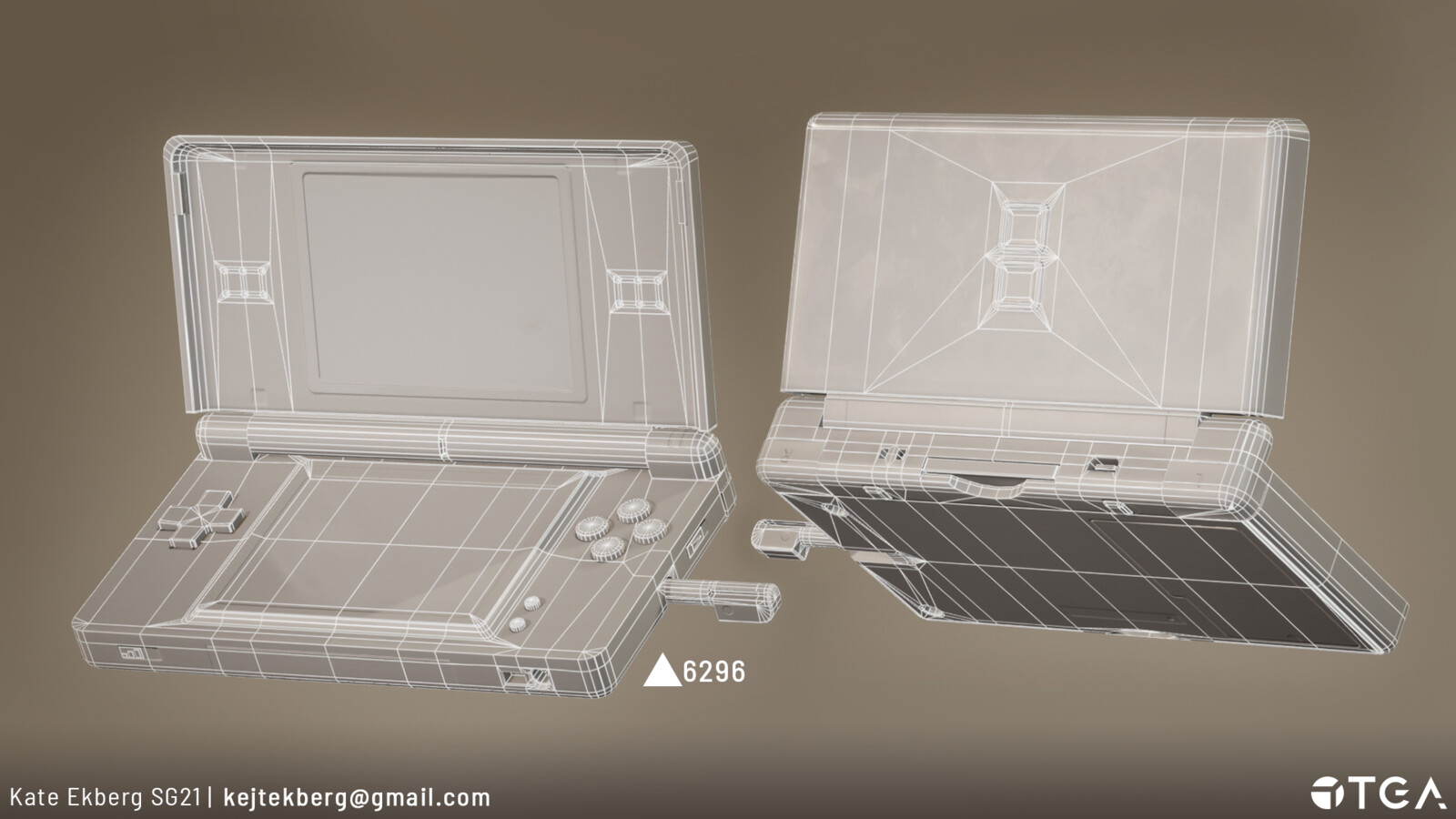 Wireframe and tris count for the Nintendo Ds. 