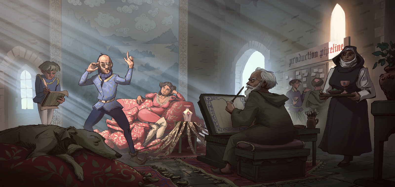 In the advertising studio, people are creating their next big client work. They have the better painter of the world, but he doesn't like very much the overall art direction. Or maybe it's just the art director ?