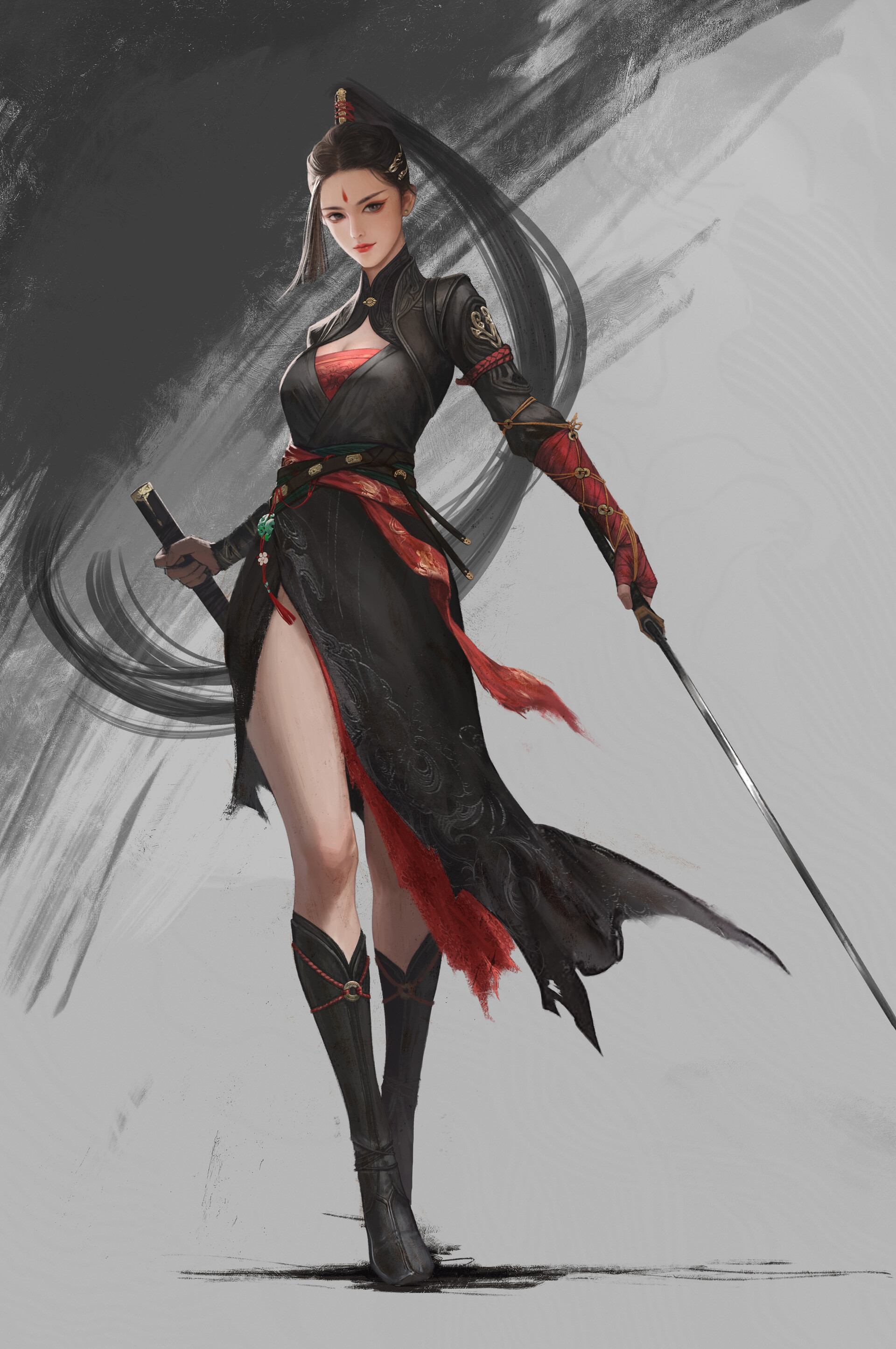 ArtStation - 古代女剑客-ancient swordsman girl