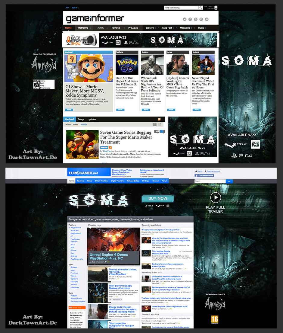 SOMA advertisement examples on websites