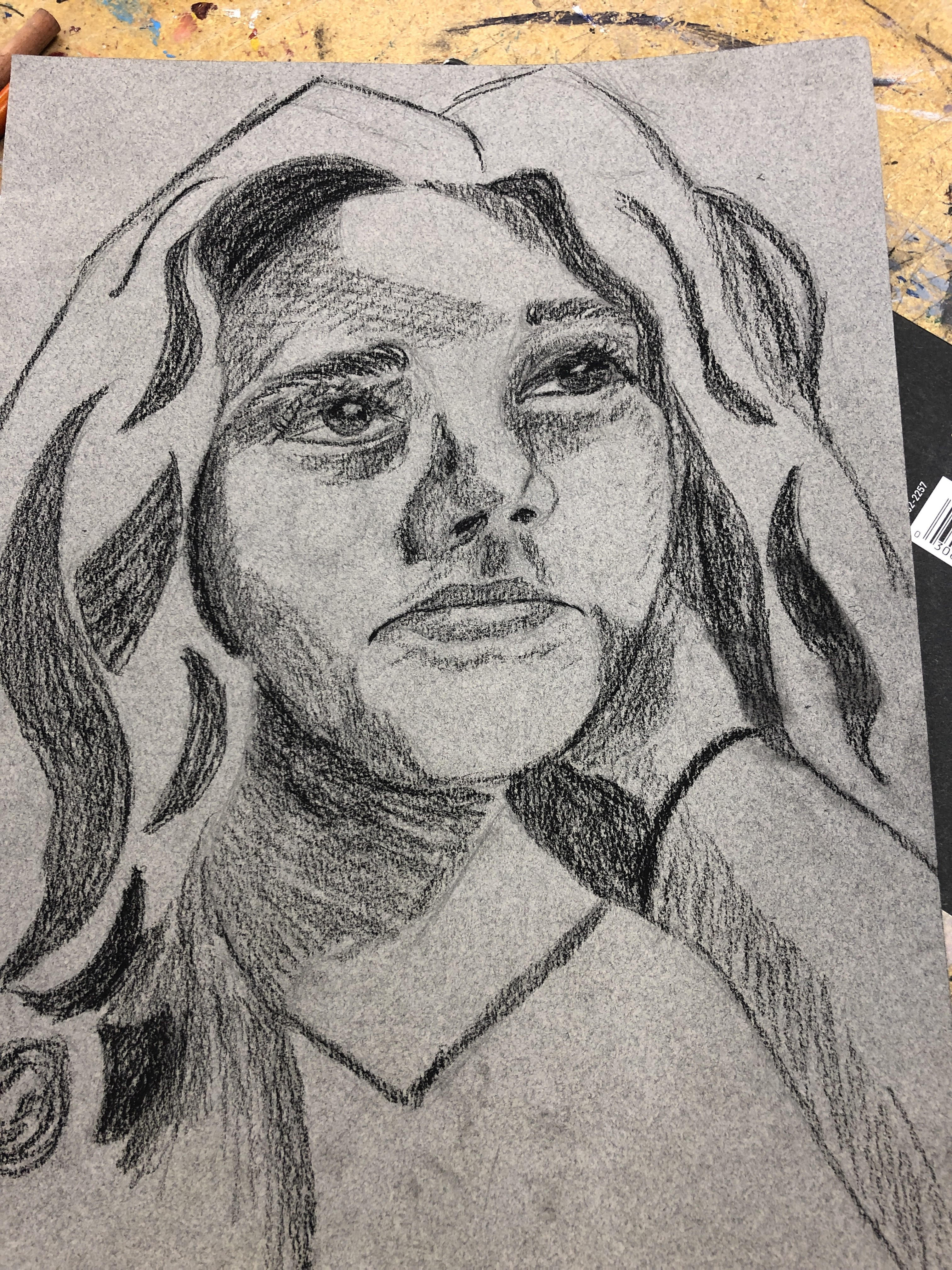 This is the first blockout of the more darker parts of the face, really trying to make sure that there is enough black and grey.