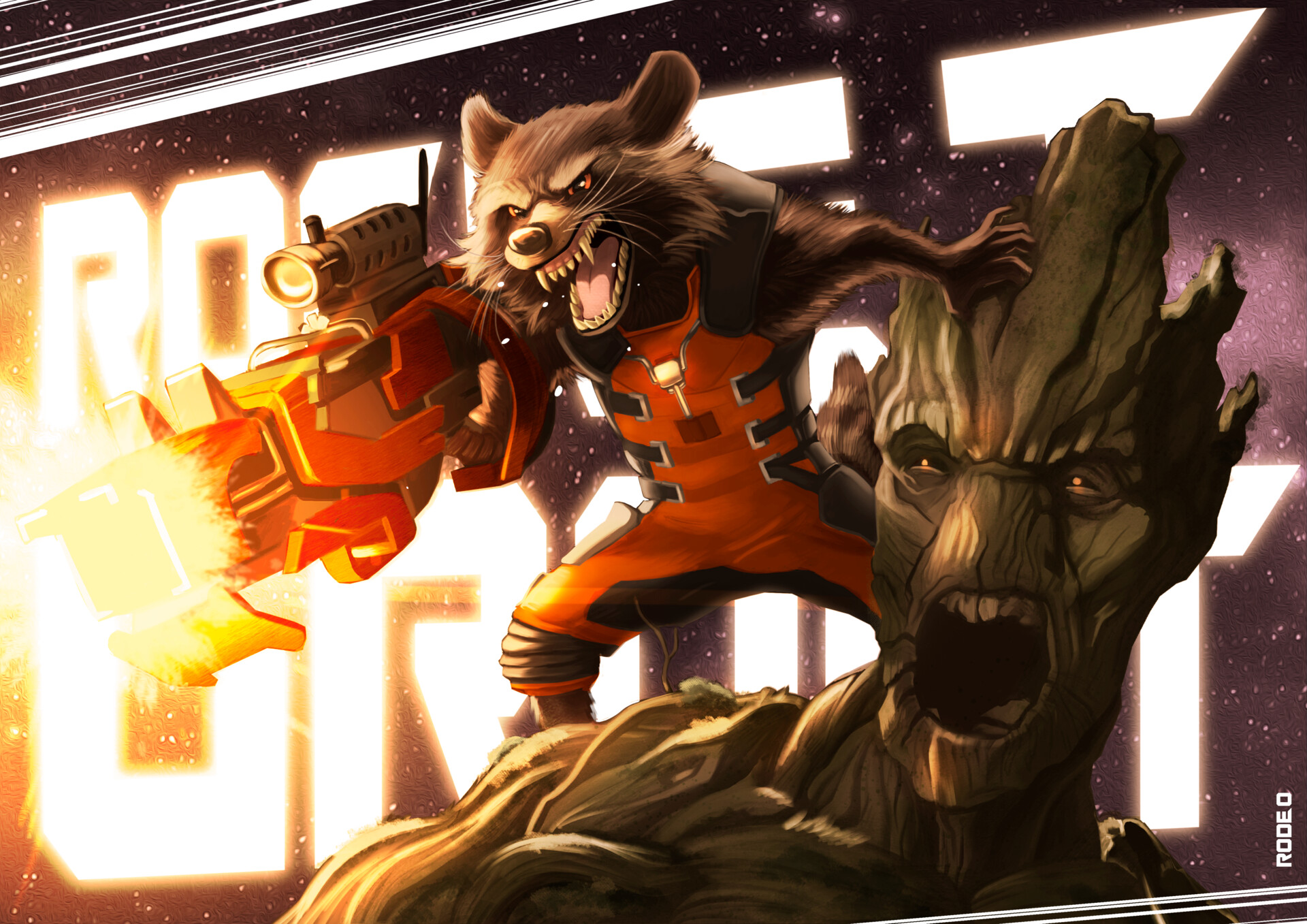 ArtStation - Rocket and Groot Fanart