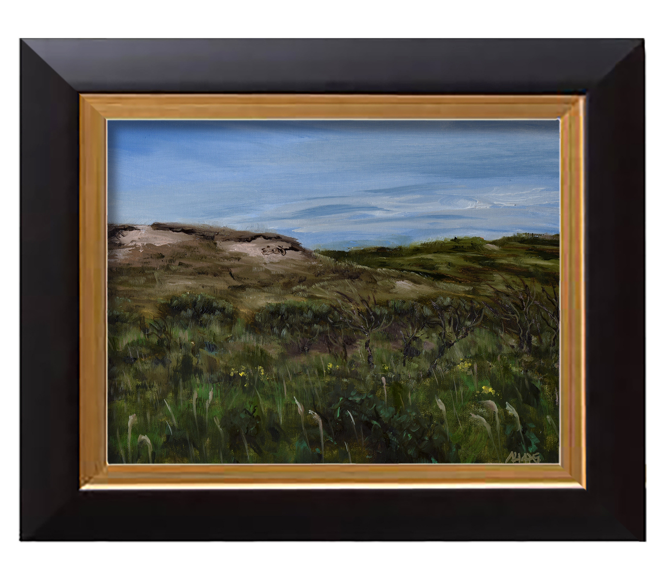 Dunes -for sale 9.4x11.8" (24x30cm) This one is for sale for € 350,-. This is with a frame and shipping included. It's painted on canvas on panel, is signed and varnished and is a unique item. It comes with a frame ready to be hanged.