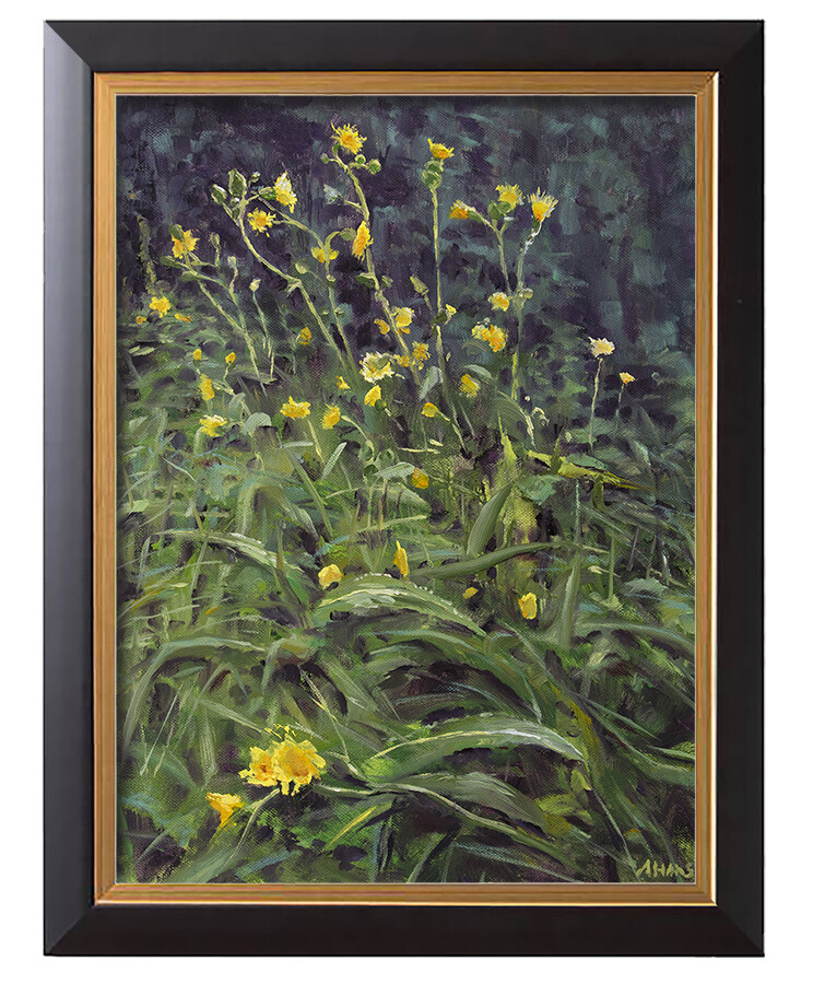 Roadside flowers -for sale 15.7x11.8" (40x30cm) This one is for sale for € 475,-. This is with a frame and shipping included. It's painted on canvas on panel, is signed and varnished and is a unique item. It comes with a frame ready to be hanged