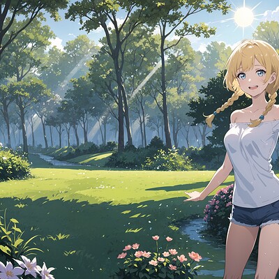 Anime Girls in a Wildflower Field 8k Graphic · Creative Fabrica