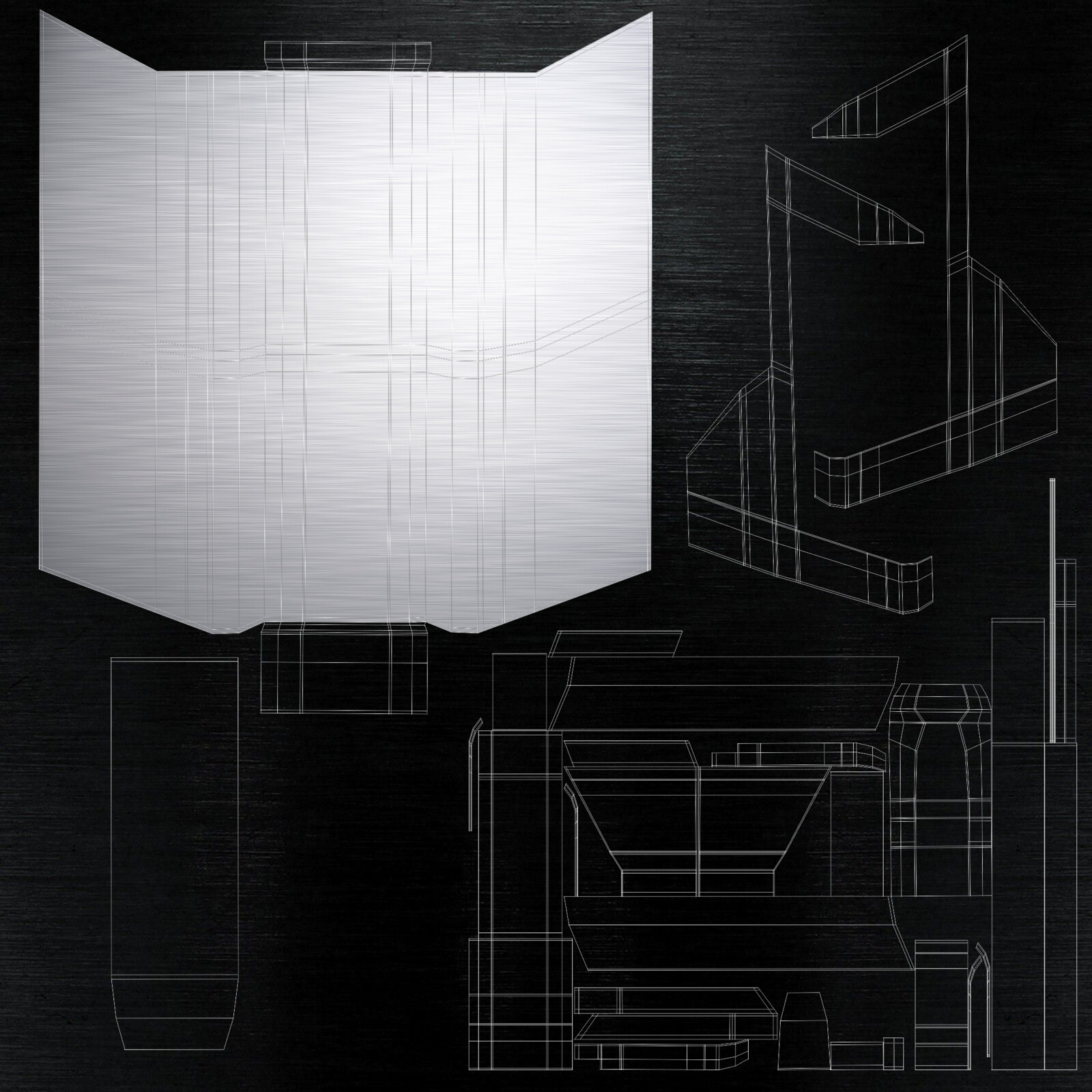 The UV Unwrap and the diffuse texture image of the Front Part