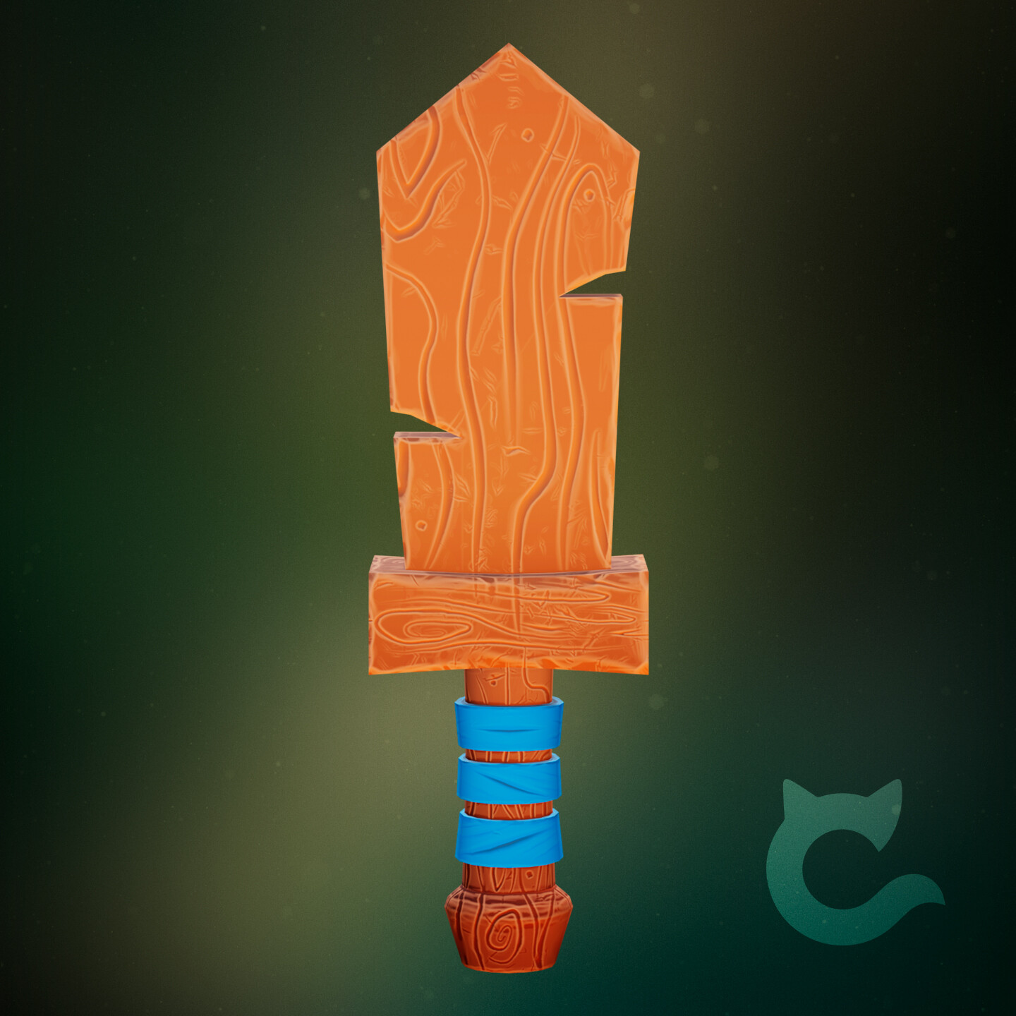 ArtStation Stylized Wood Sword Game Ready