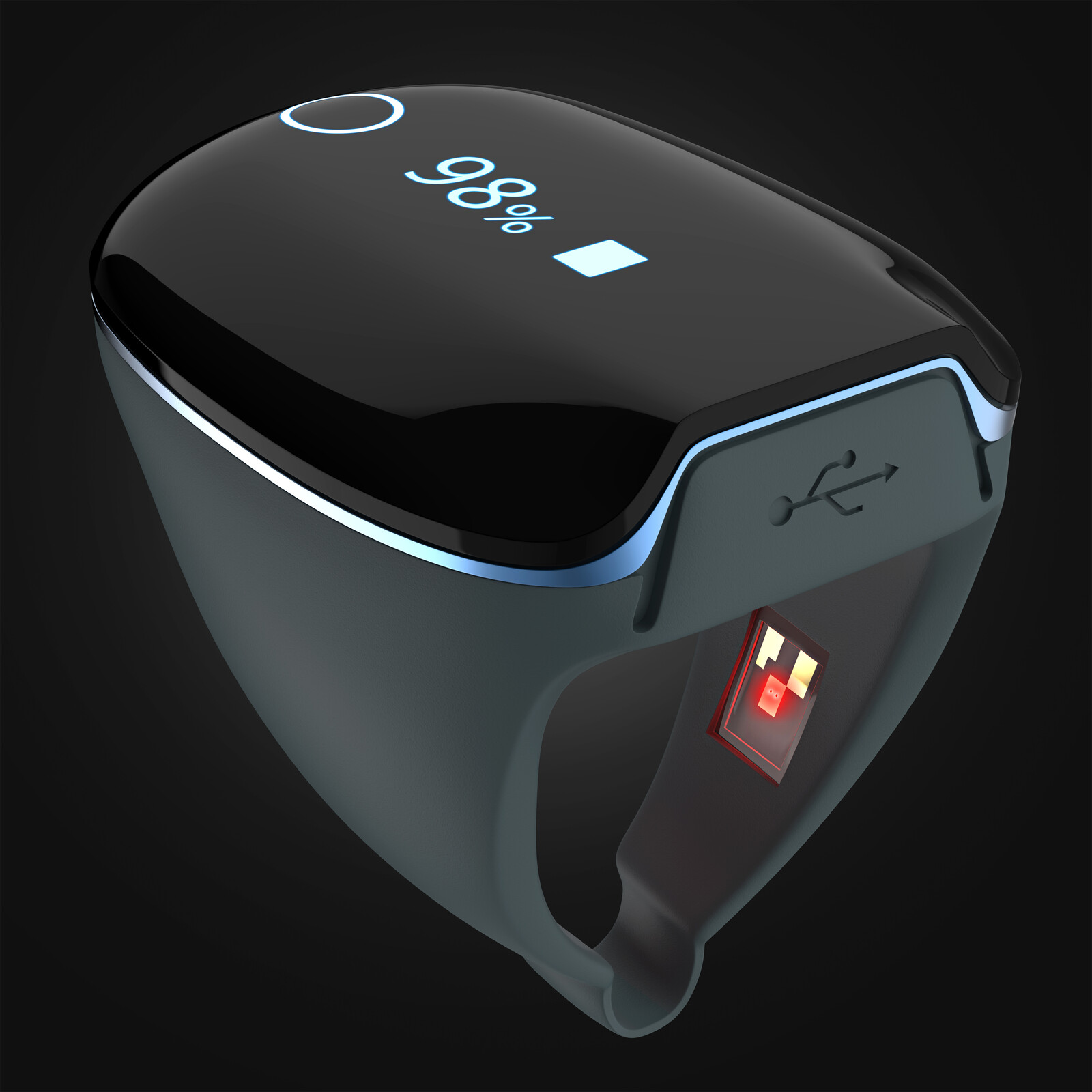 Heartbeat Sensor Ring - 3D Render