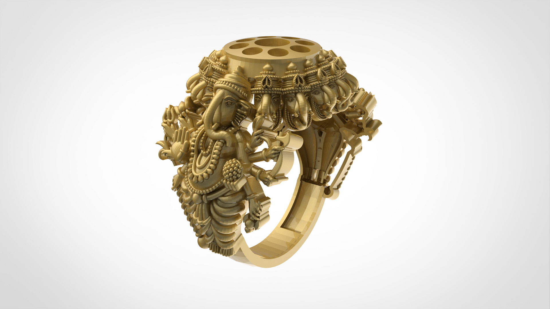 Showroom of 22k 916 ganpati design premium diamond gold ring for mens |  Jewelxy - 239344