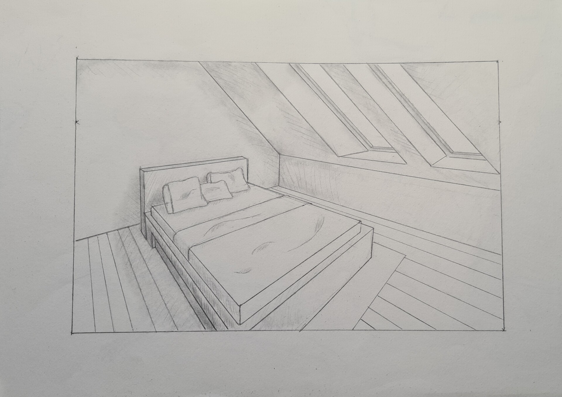Drawing A Bedroom in One Point Perspective | Timelapse - YouTube