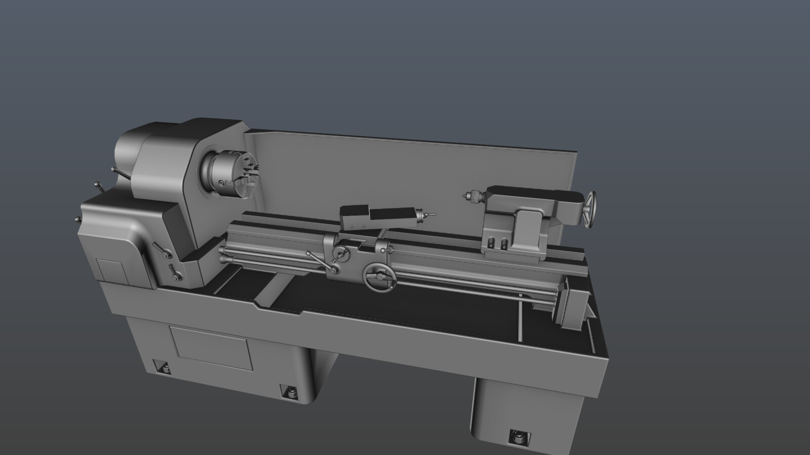 Industrial Lathe high-poly model.