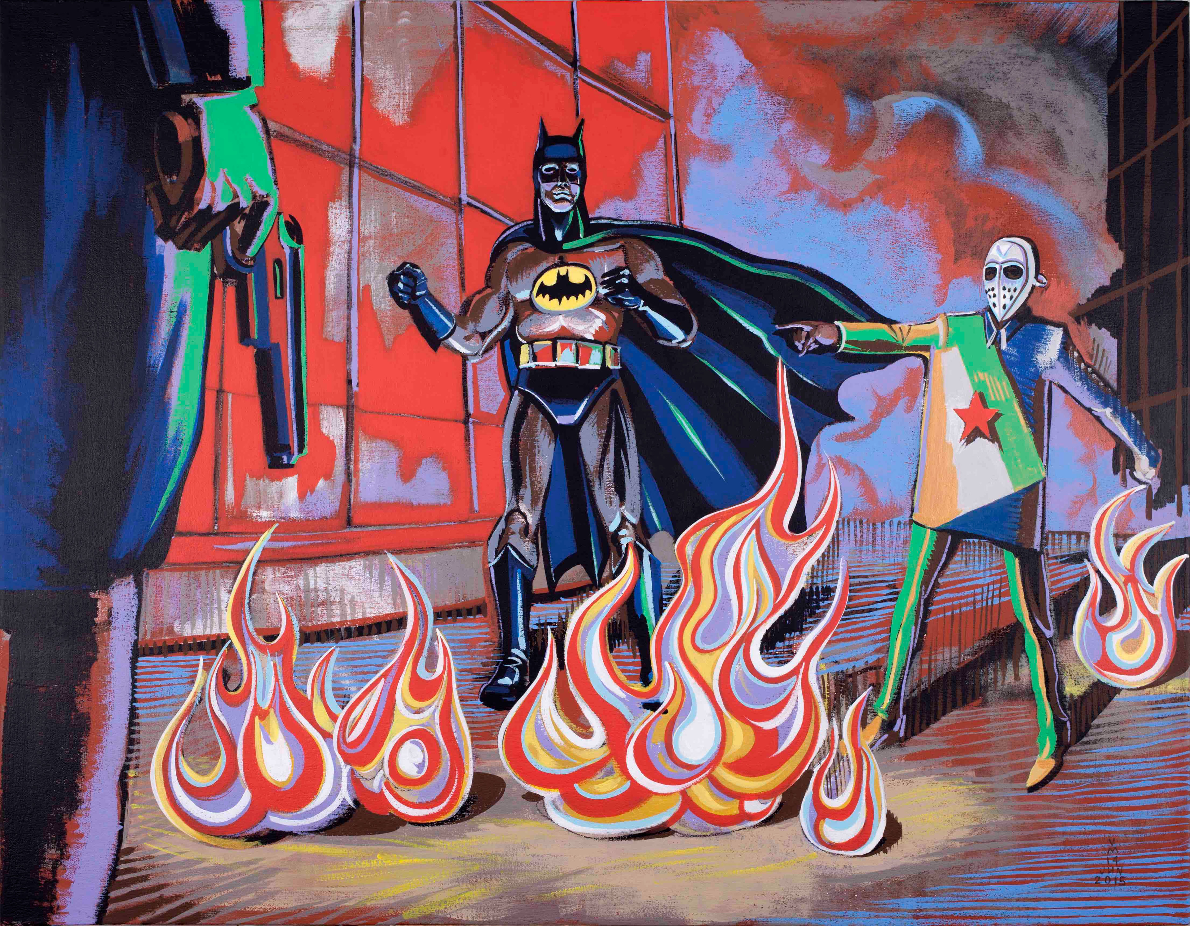 SAME BAT CHANNEL, 44X34  inches, acrylic on canvas, 2015.