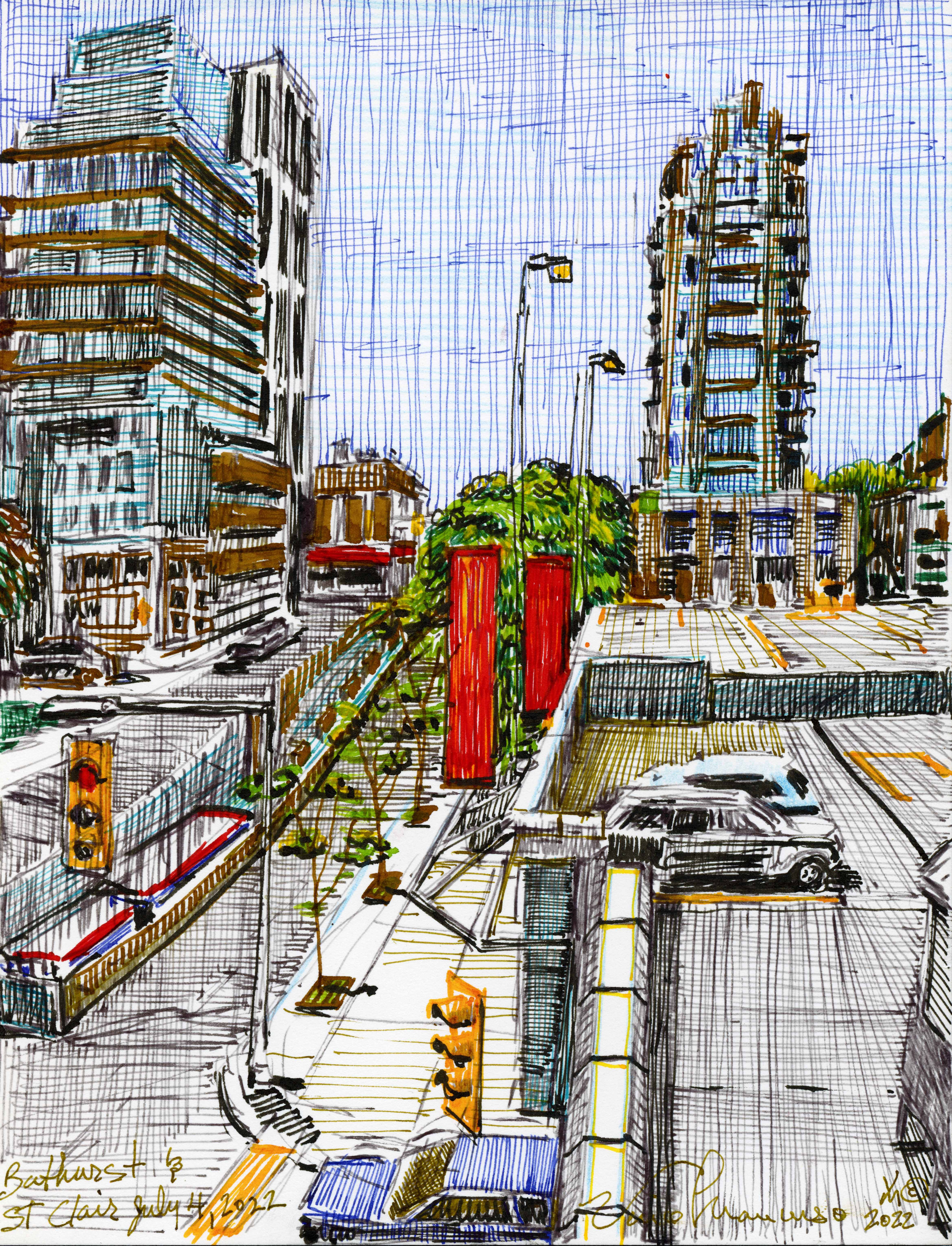 ON LOCATION, 11X8.5 Inches, pen and ink on archival paper, 2022.