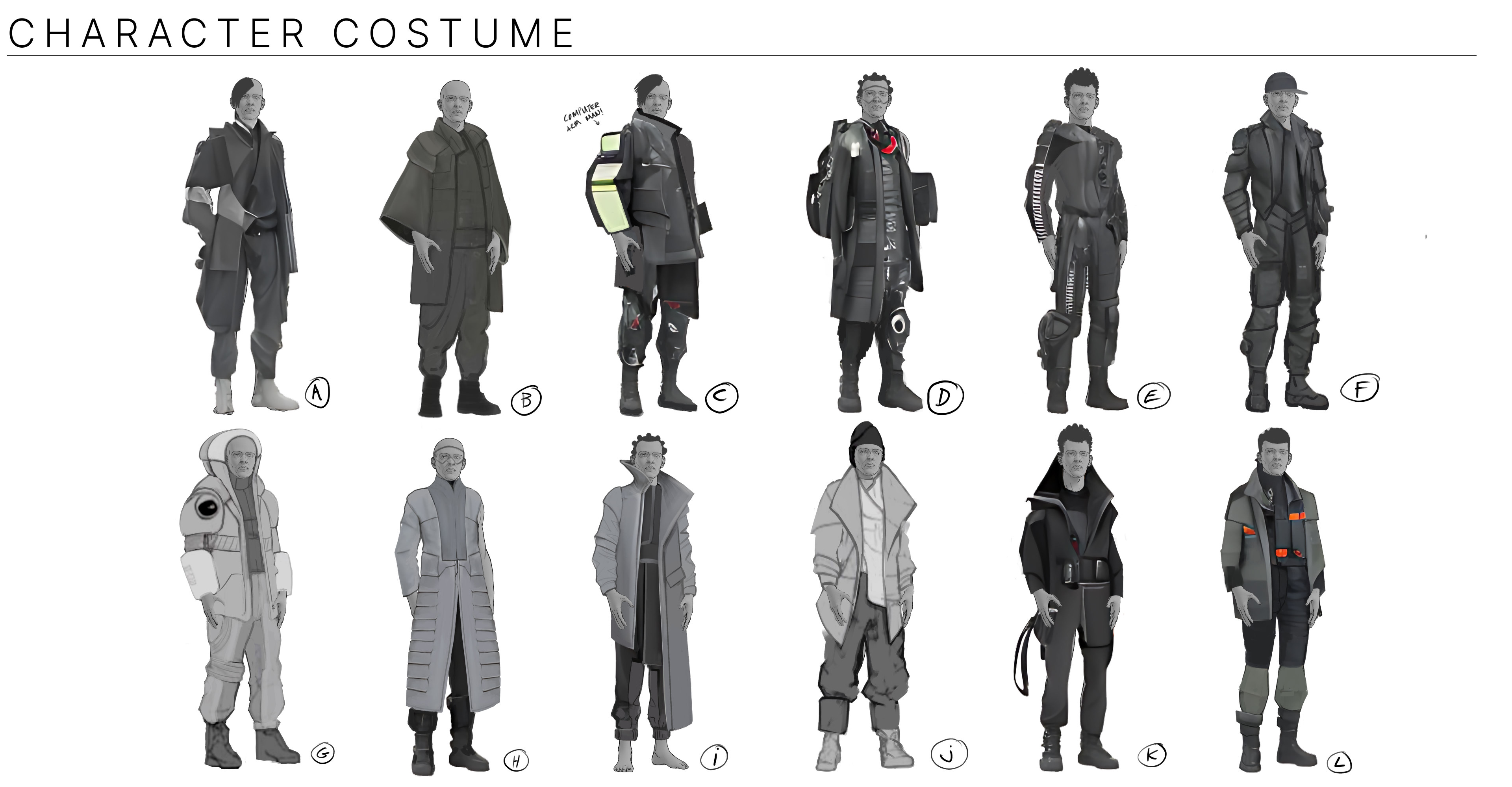 Male costume design thumbnails