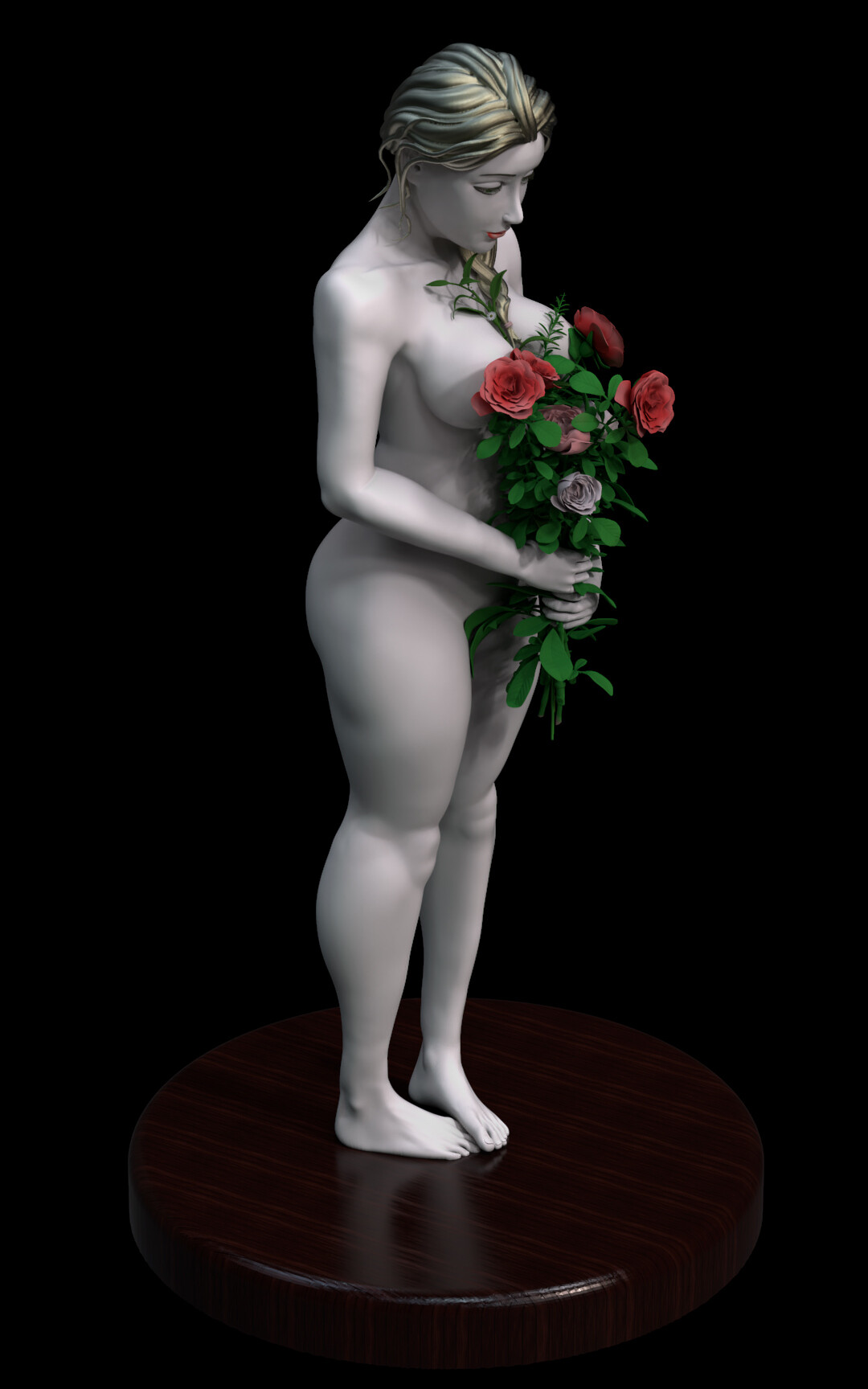 3d nude family ArtStation - Nude woman with bouquet of roses