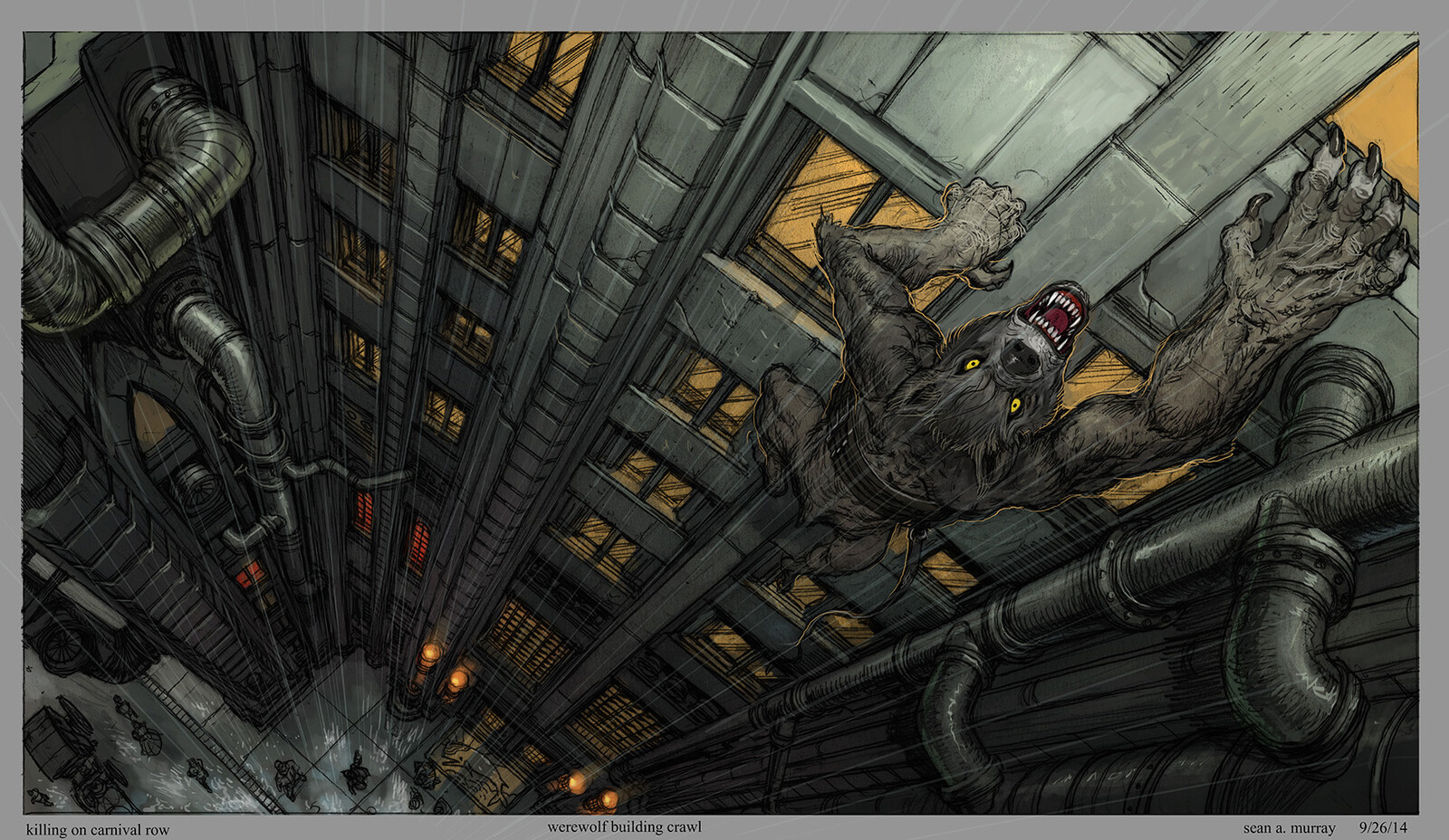A Werewolf - climbing a tower
