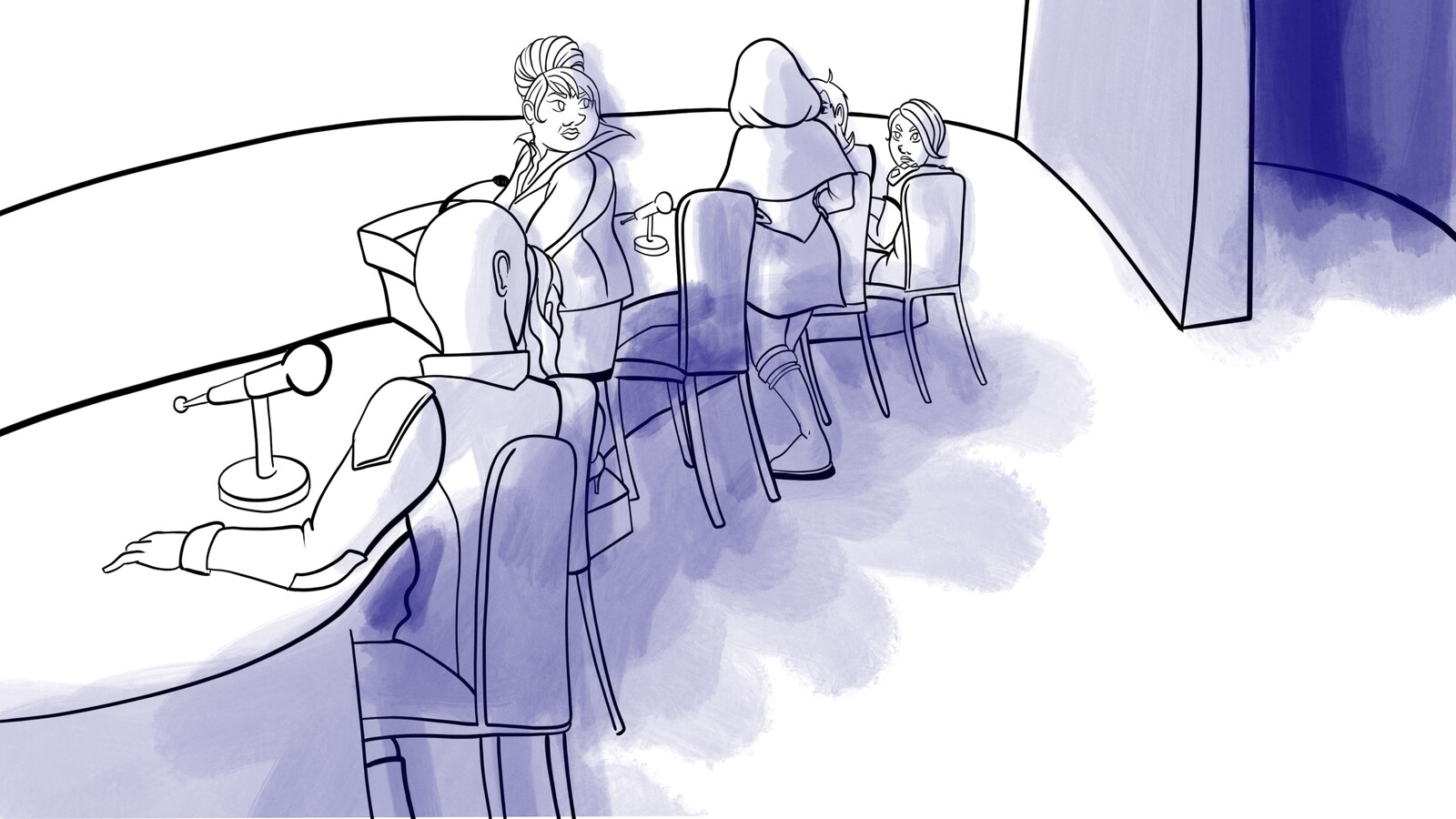 Sophie finds her place in the panel, 