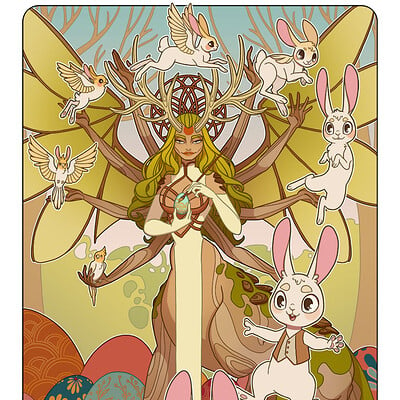 Jessica madorran patreon april 2023 twisted ostara and the hare illustration artstation