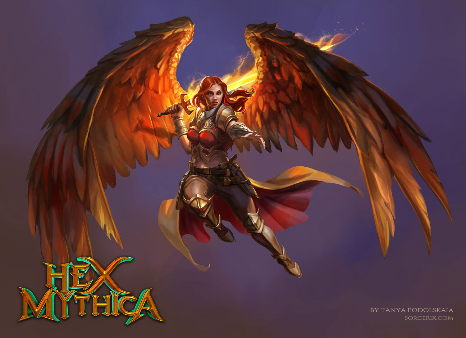 Fire angel. Character design with magic the gathering aesthetics