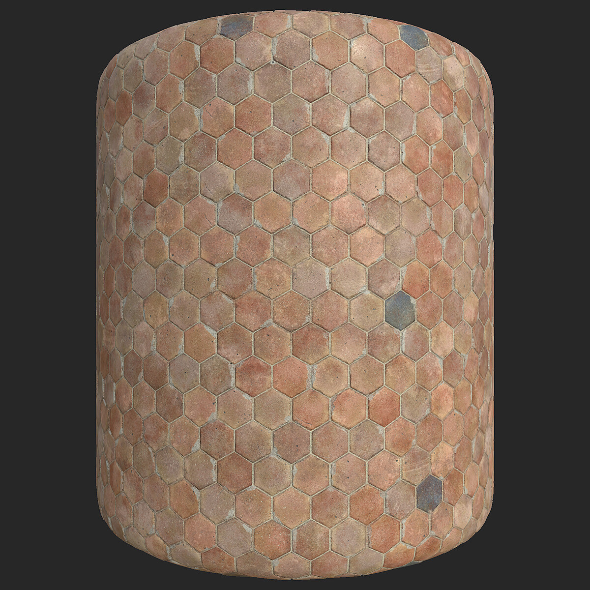 TextureCan - Dusty Hexagonal Orange Terracotta Tiles (FREE PBR Texture)
