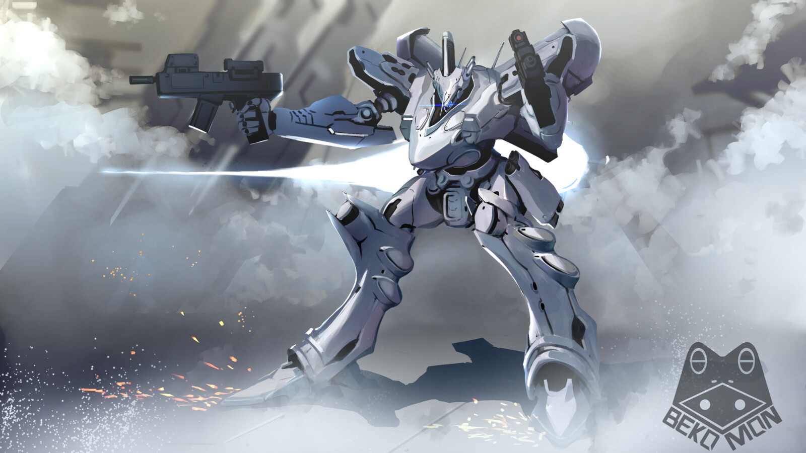 Emile alexander bekomon armored core fan art white glint