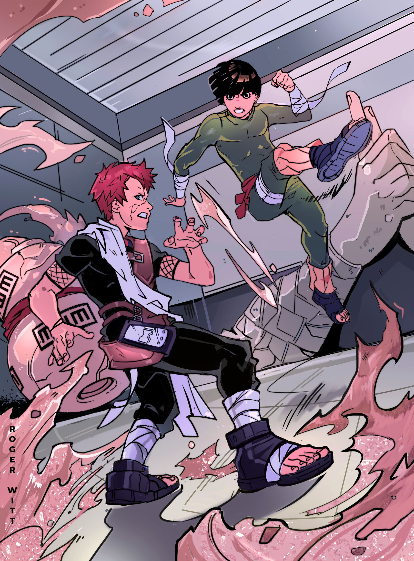 ArtStation - Rock Lee Versus Gaara