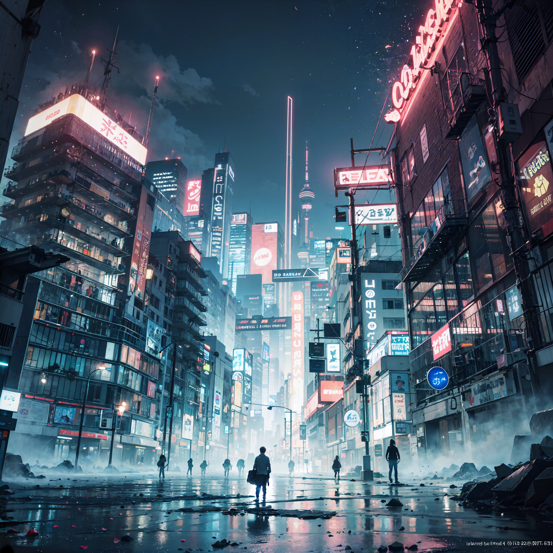 ArtStation - devastated neon city