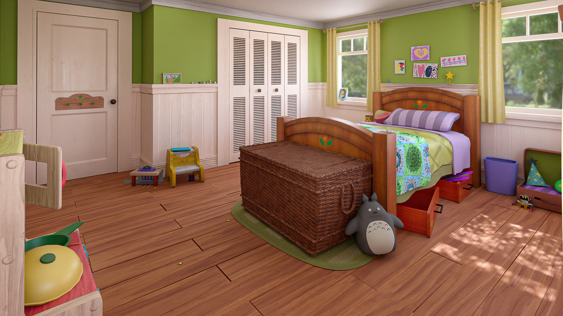 Bonnie's room from Toy Story 3. Love the green and purple.