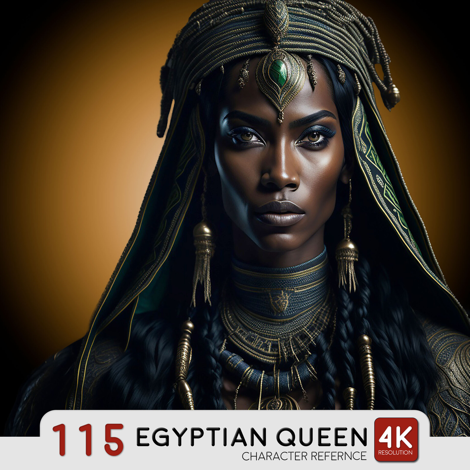 Artstation Black Egyptian Queen Portrait 4kcharacter Reference Image 