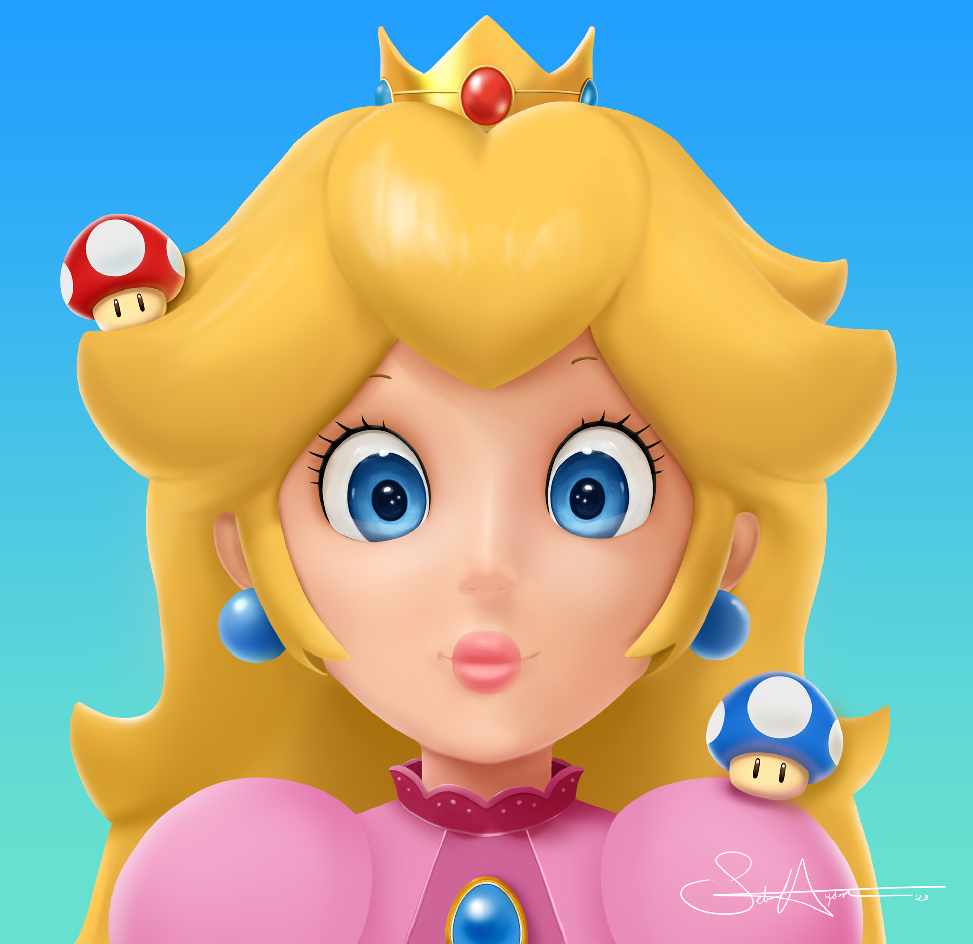 ArtStation Princess Peach 2D Fan Art