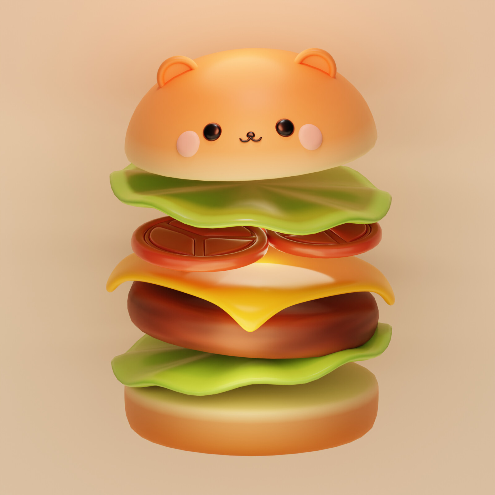 Bear Burger - 3D Food 