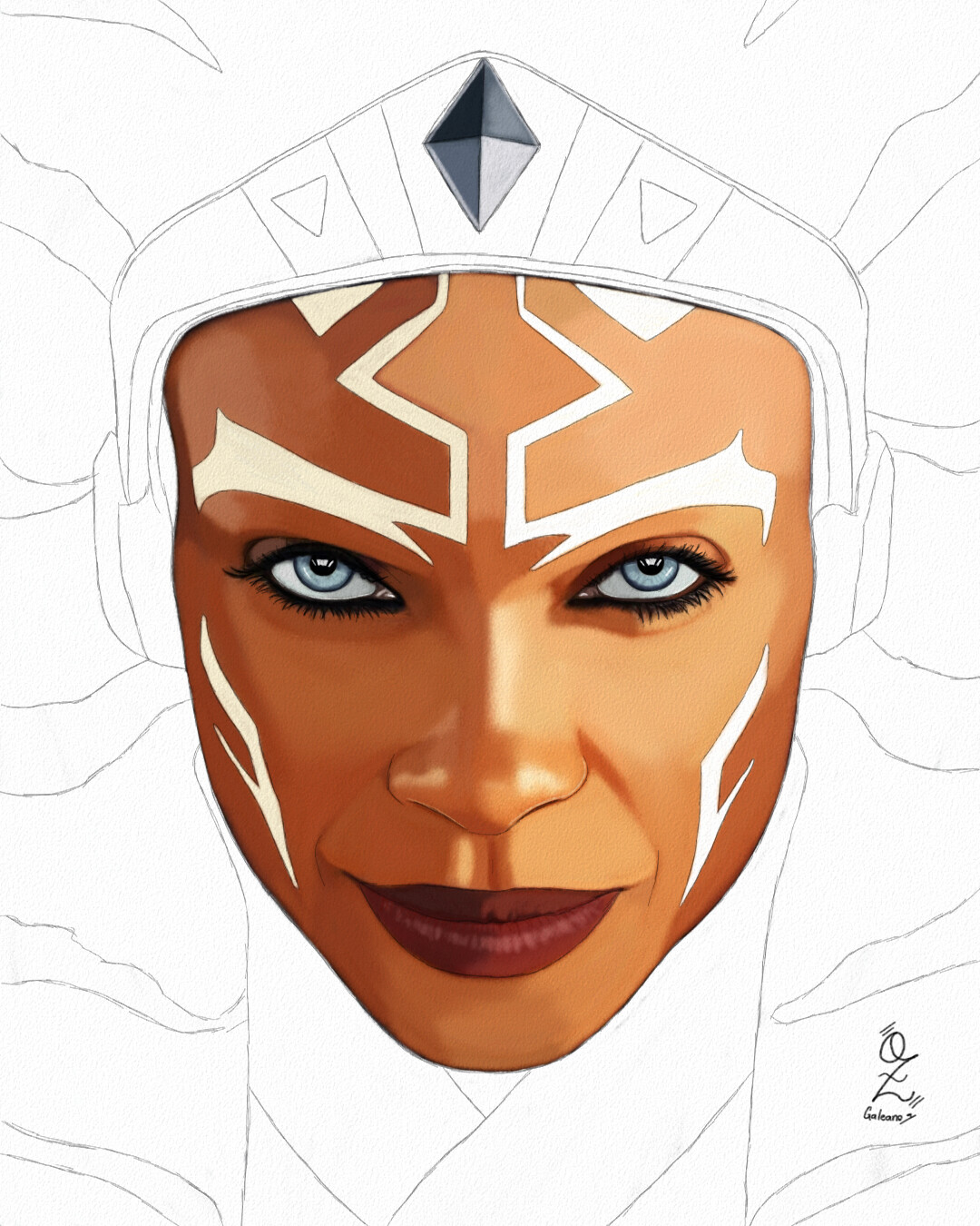ArtStation Ahsoka Tano Portrait Sketch by Oz Galeano