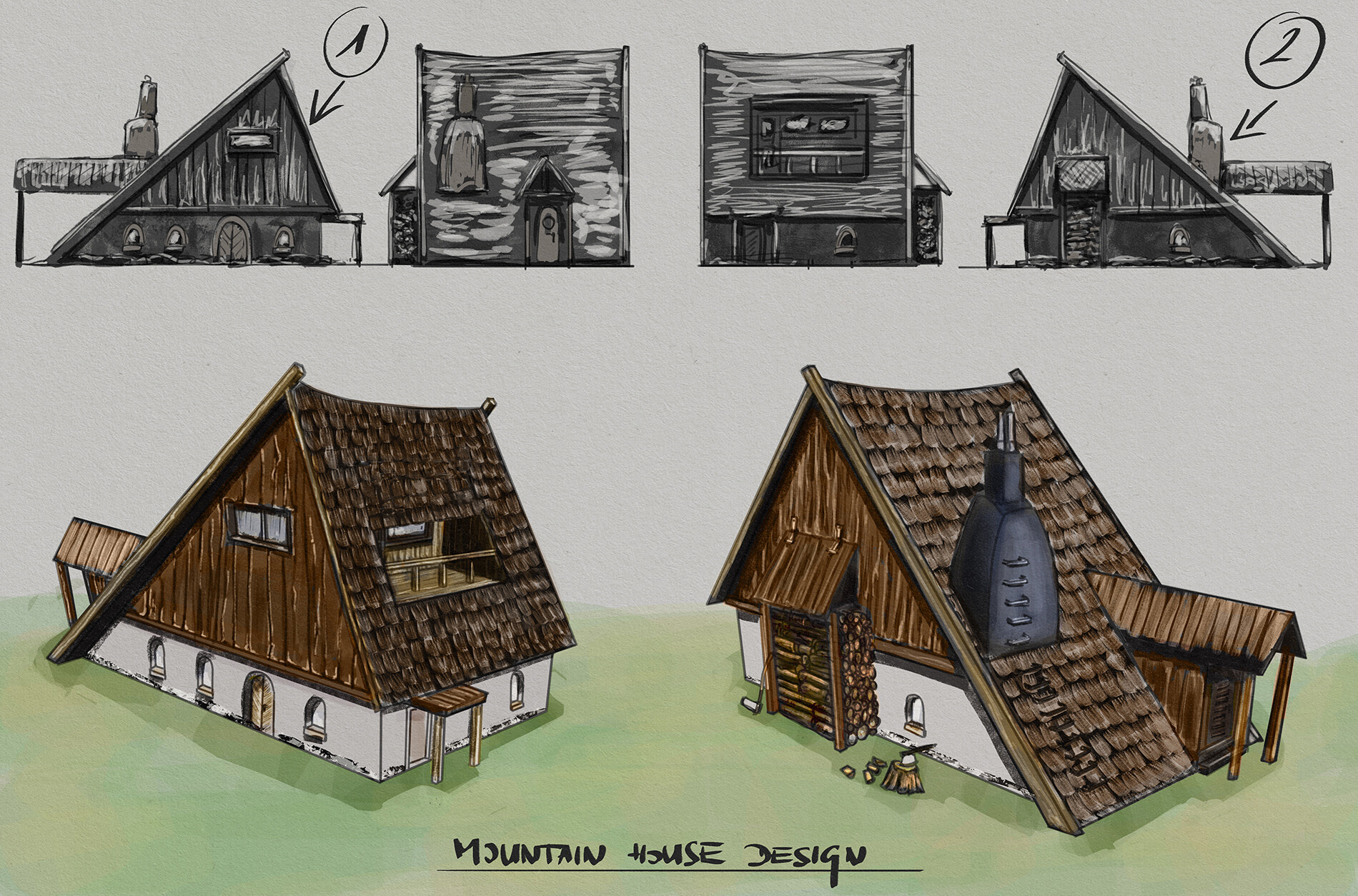Sketches of the Mountain House - From The Nest