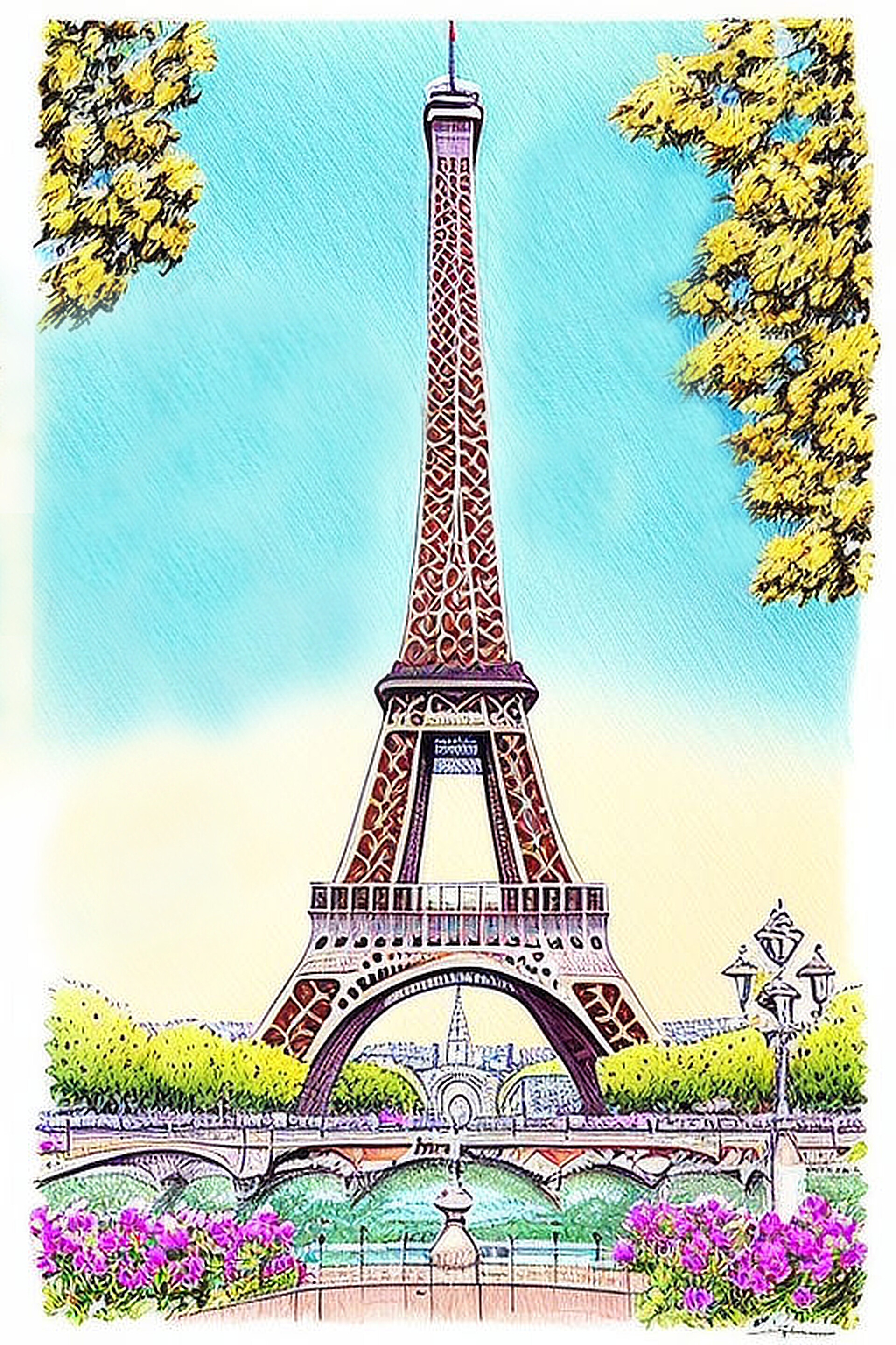 Free Hand Drawn Eiffel Tower Paris Vector - TitanUI