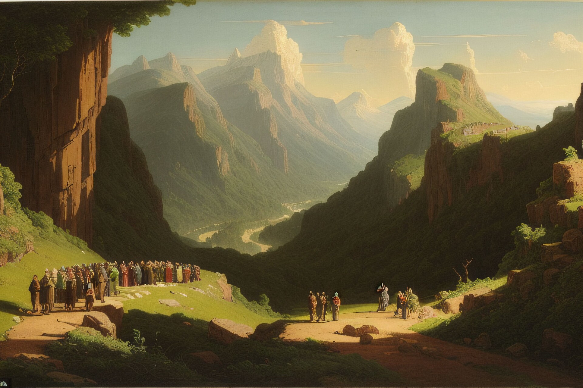 the_french_artist - [AI] Group of explorers navigating a treacherous 